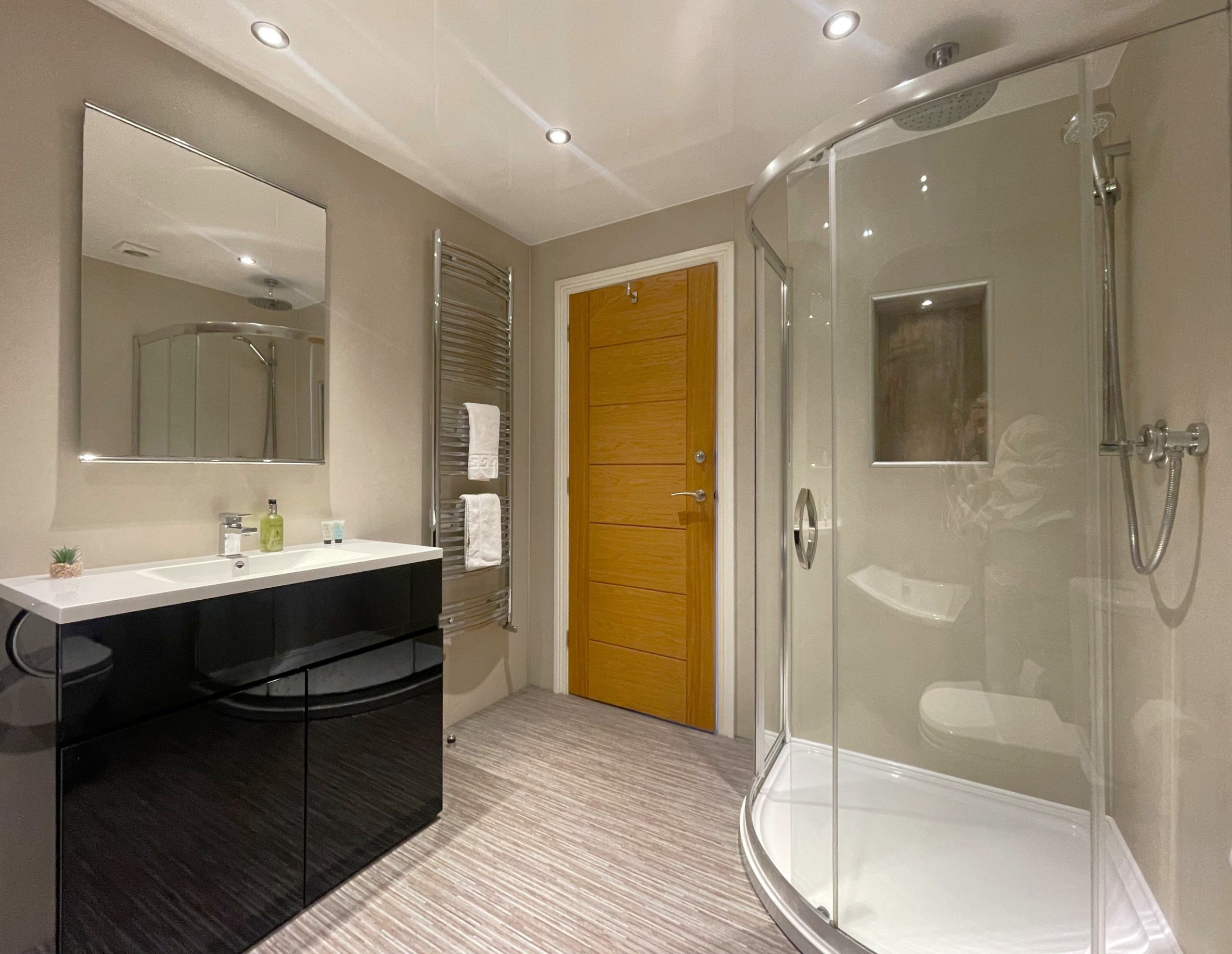 The master bedroom has an en-suite, perfect for families.