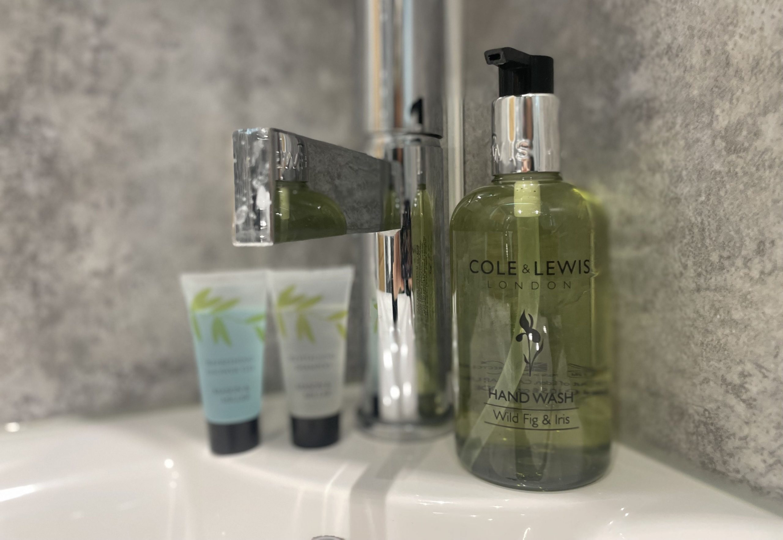 Luxury toiletries are provided.