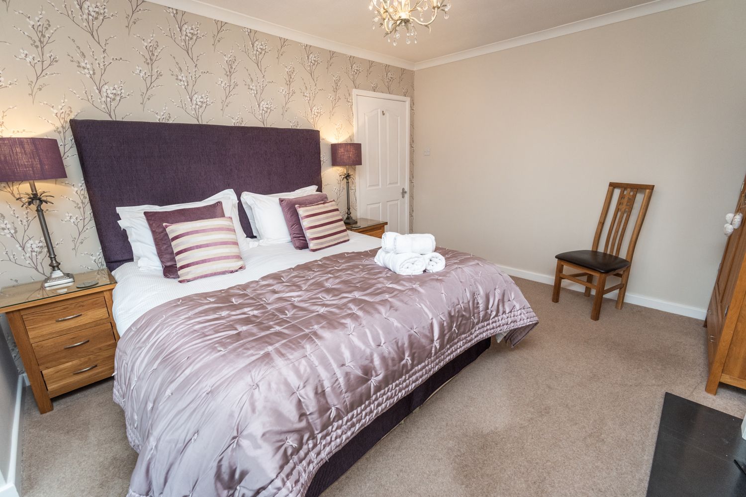 A tastefully decorated bedroom in this Portinscale self catering holiday let