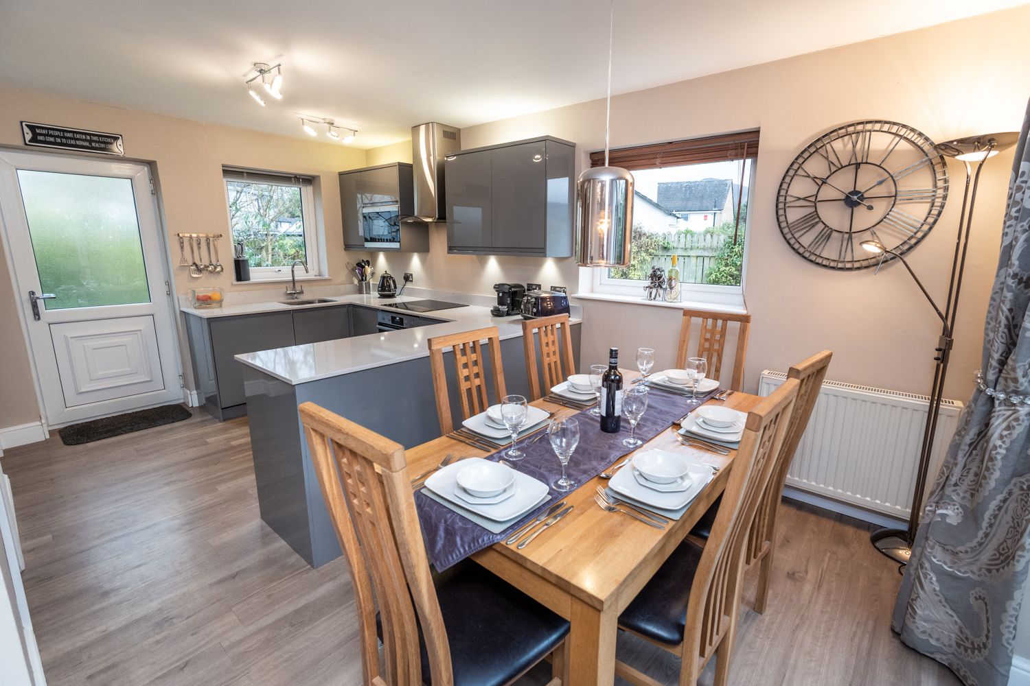 The kitchen and dining area is a space for everyone to enjoy