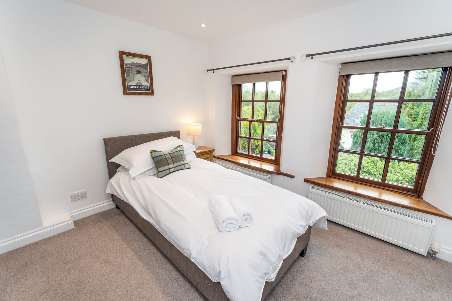 The single bedroom has wonderful views of the surrounding area