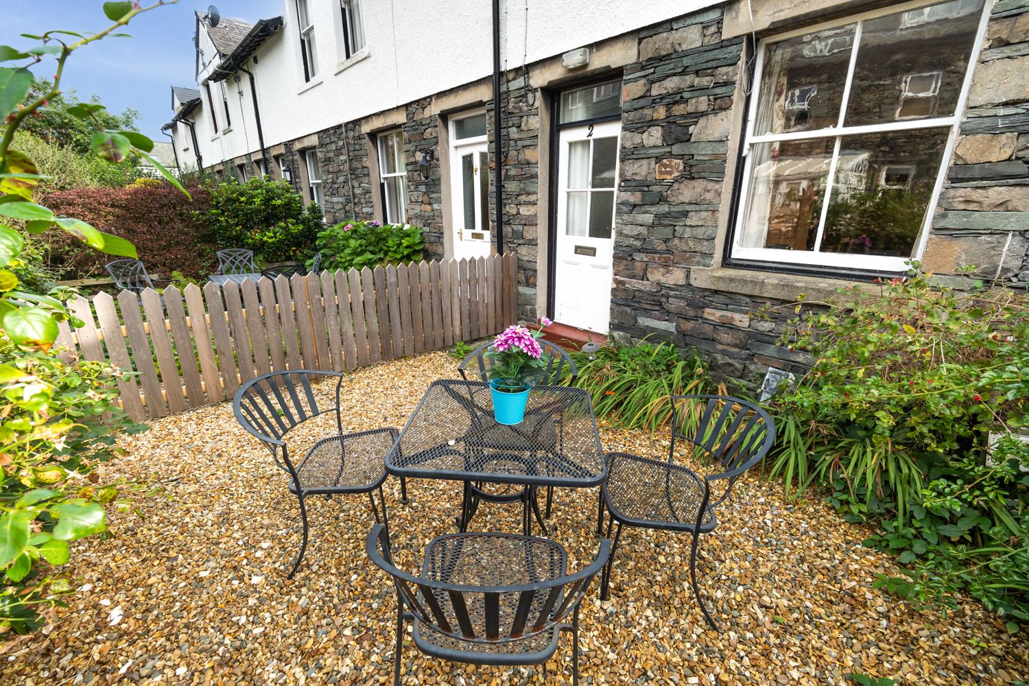 The front entrance to the property where you can enjoy al fresco dinners in the warmer weather