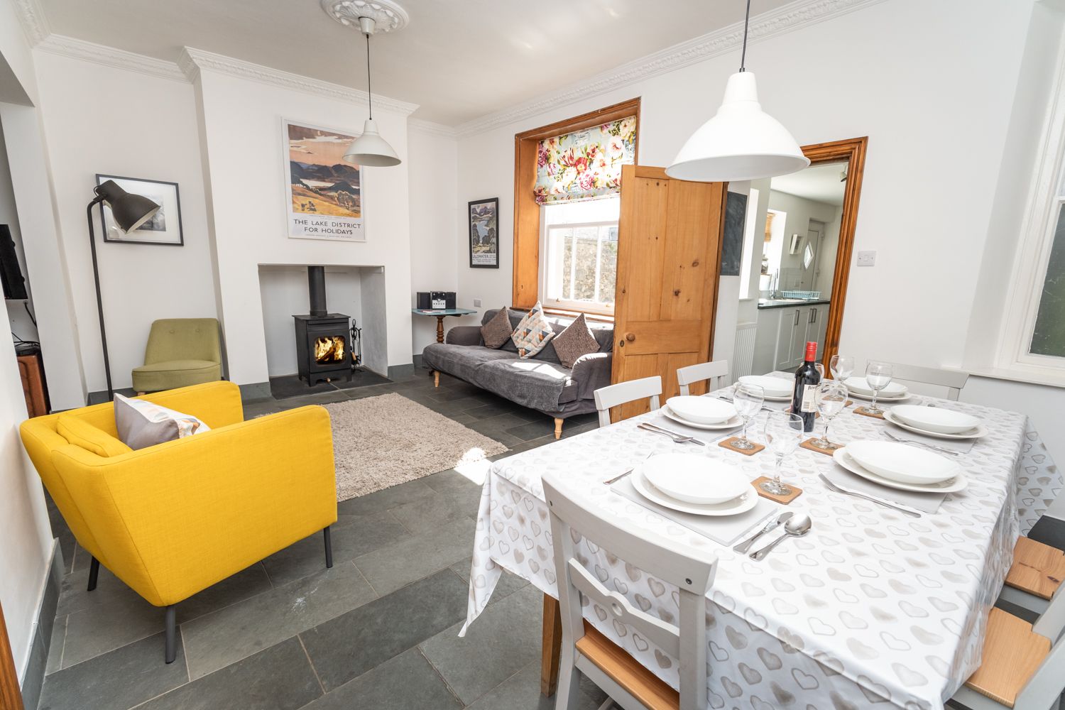 A large dining table is perfect for dinner parties and games nights