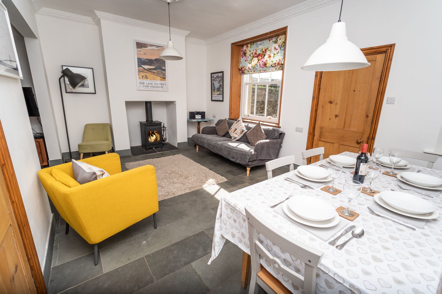 Enjoy the wood burning stove on colder days