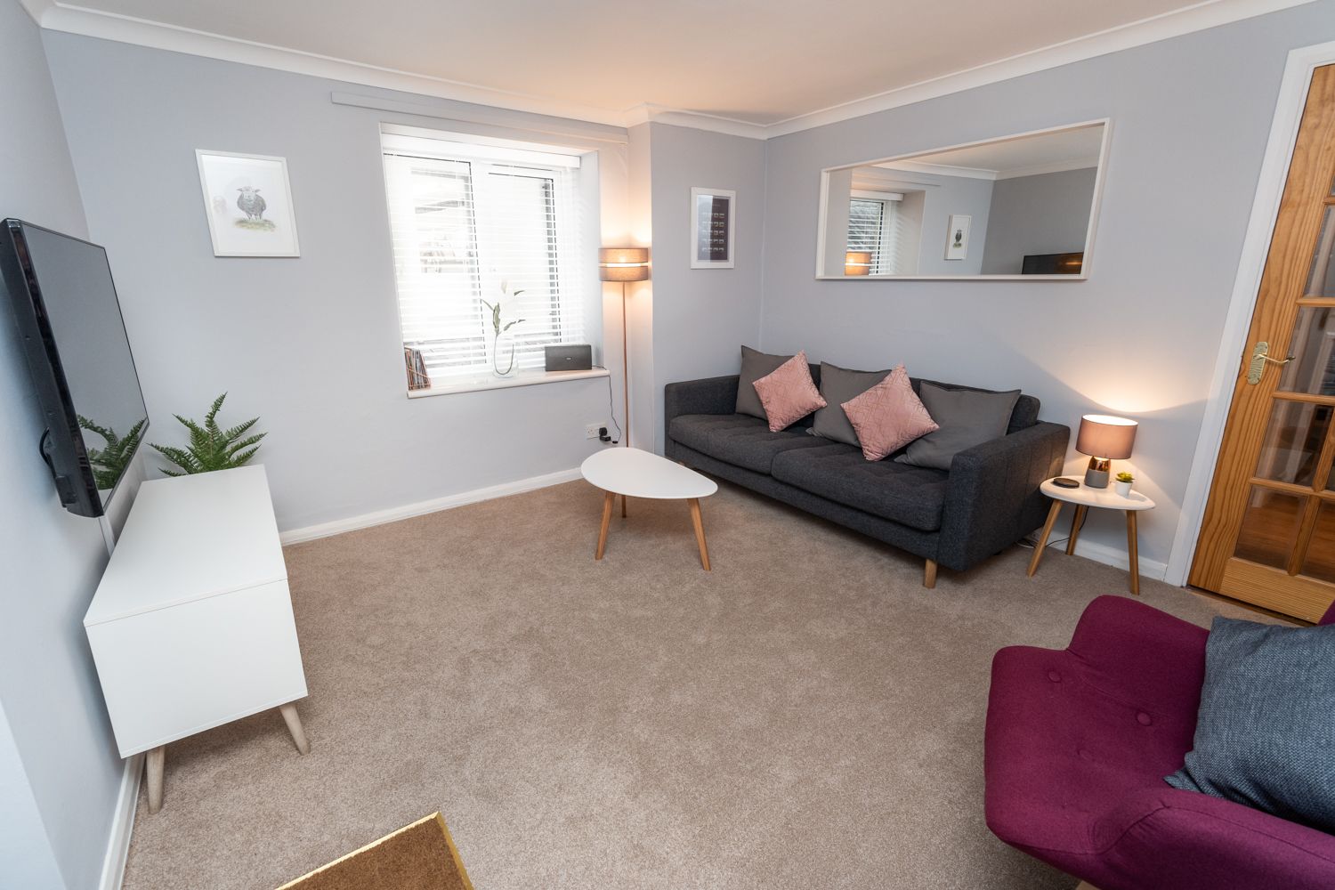 The living area is a nice cosy space for you to relax in the evenings