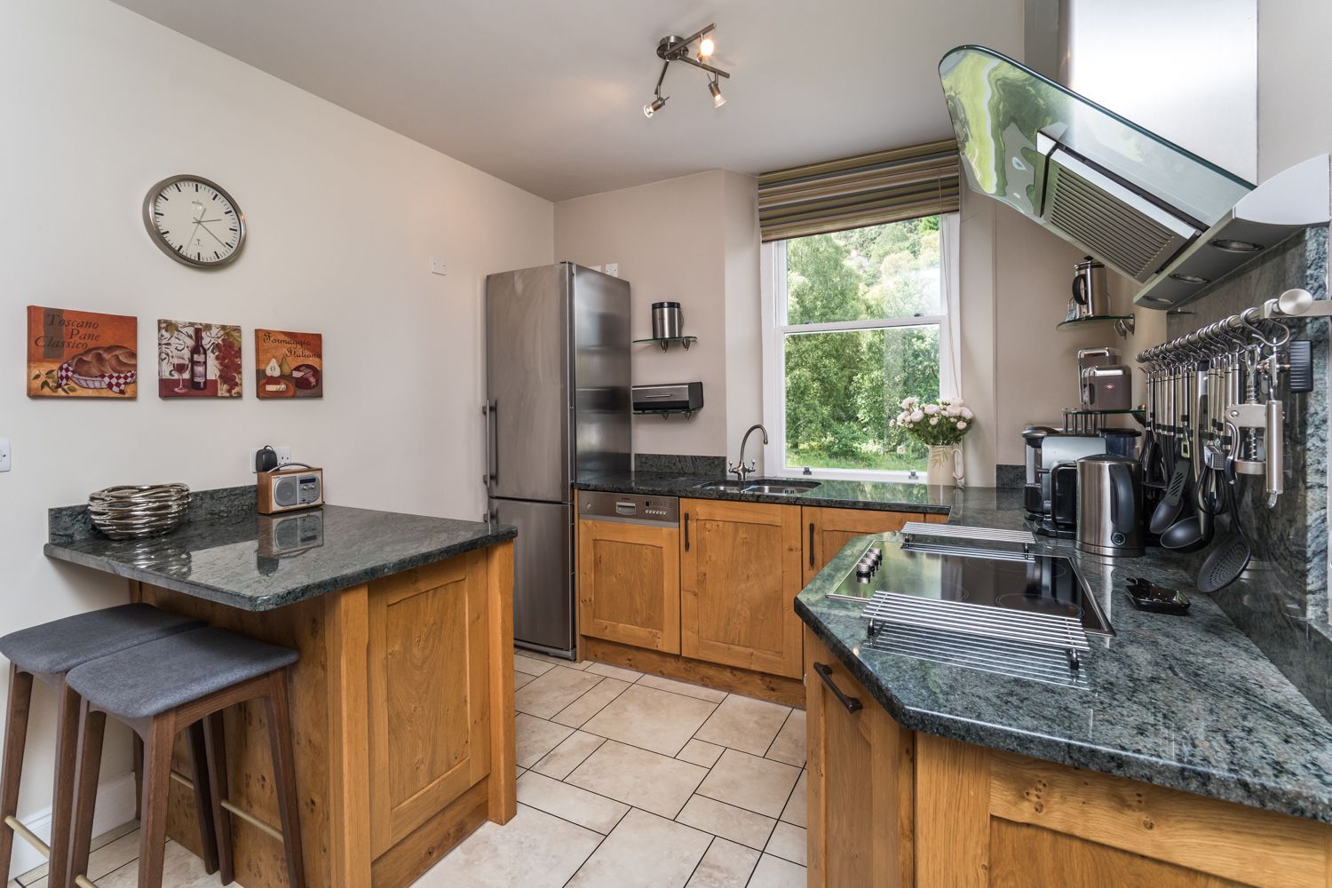 A high spec kitchen looks out onto Barf Fell