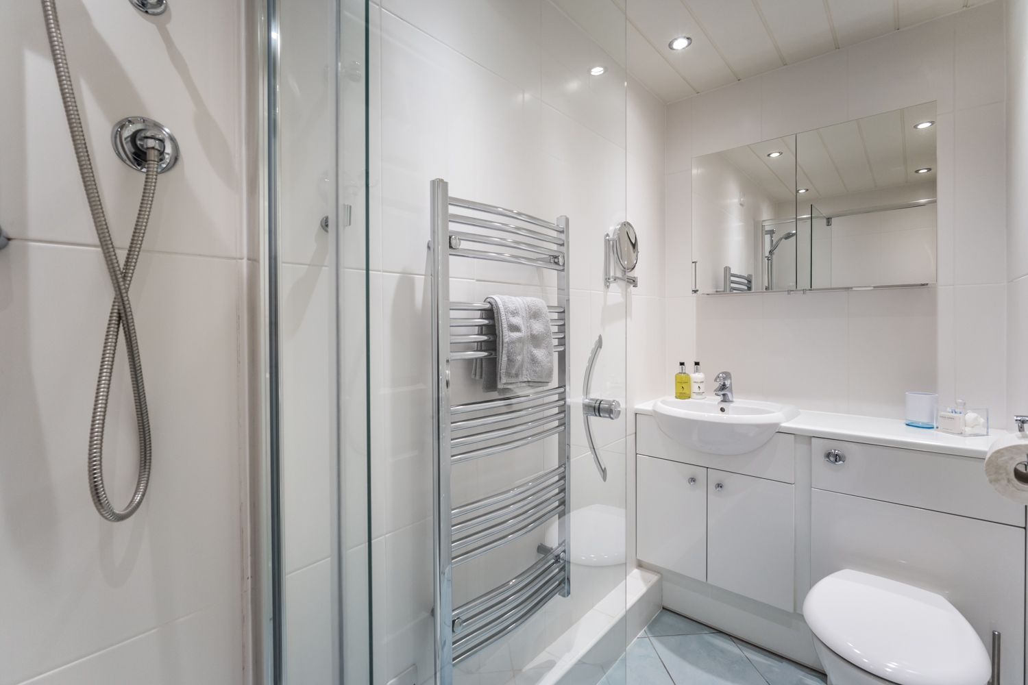 There is plenty of storage available in the ensuite bathroom