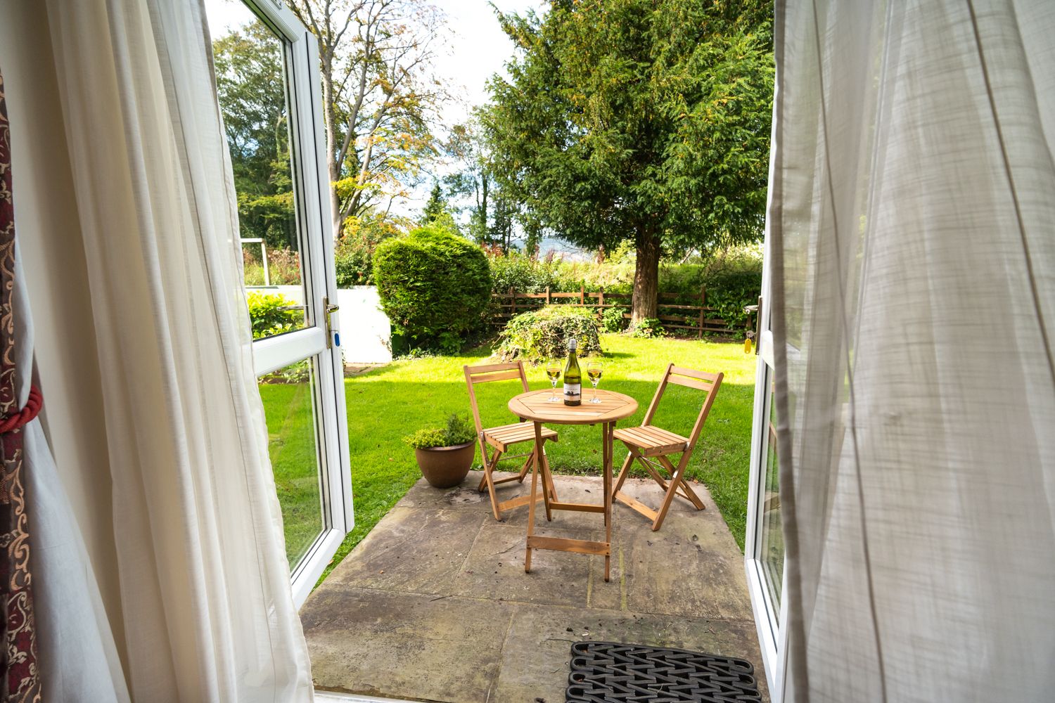 The garden furniture can be found under the stairs