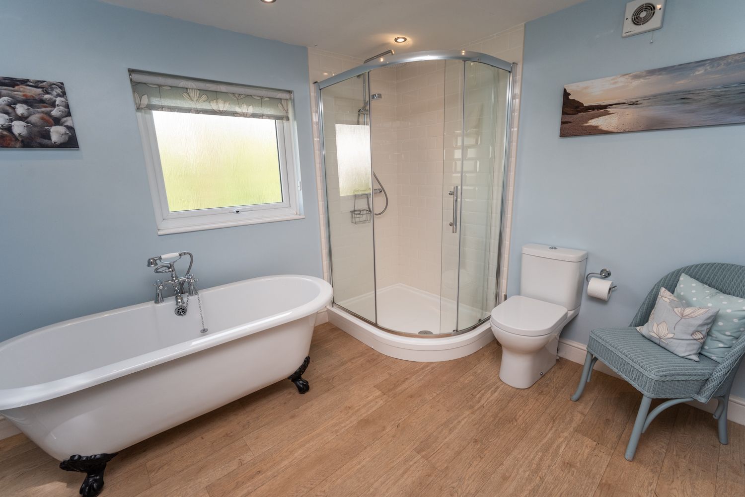 The bathroom also has a walk in shower