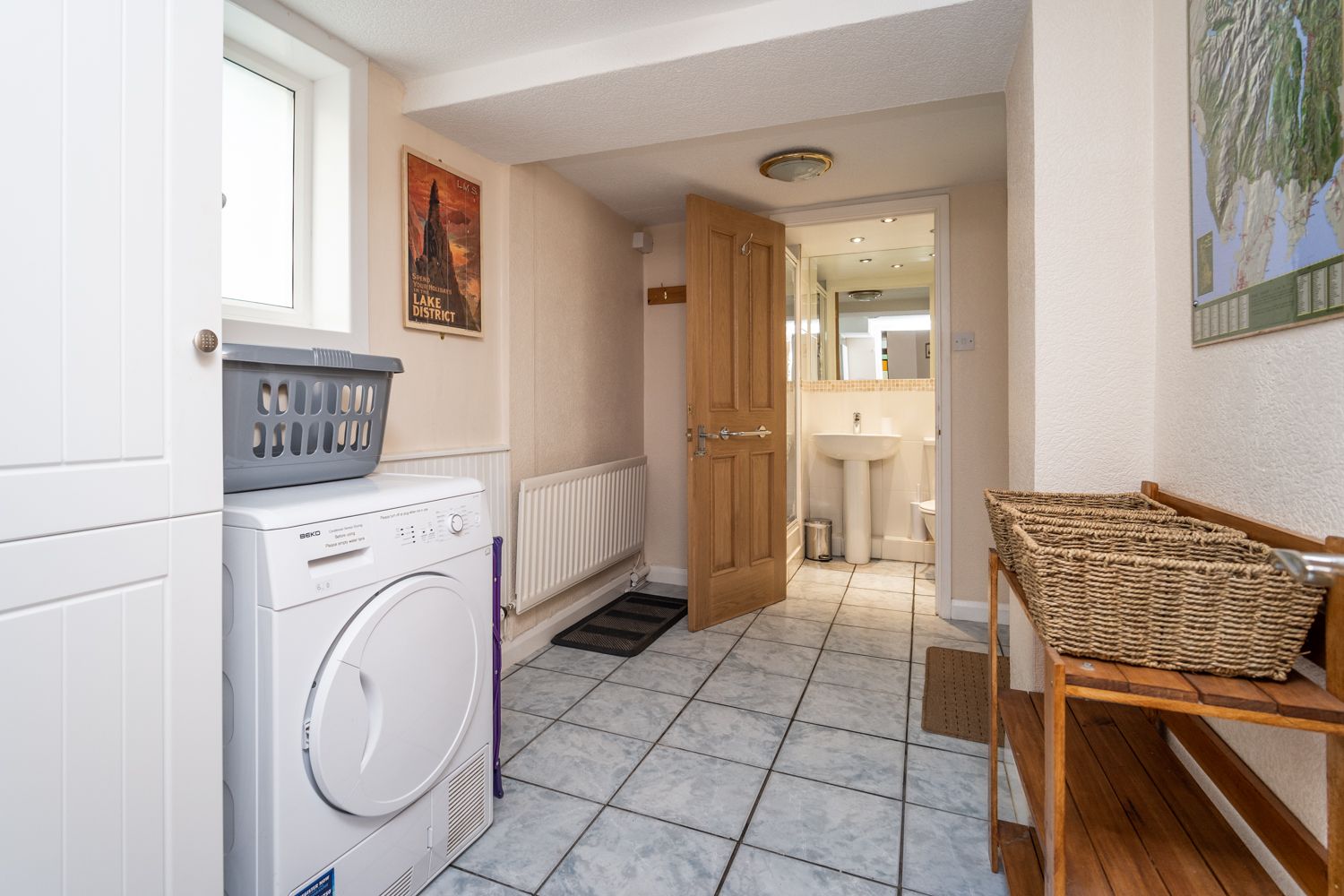 You may store bikes and dirty boots in the utility area 