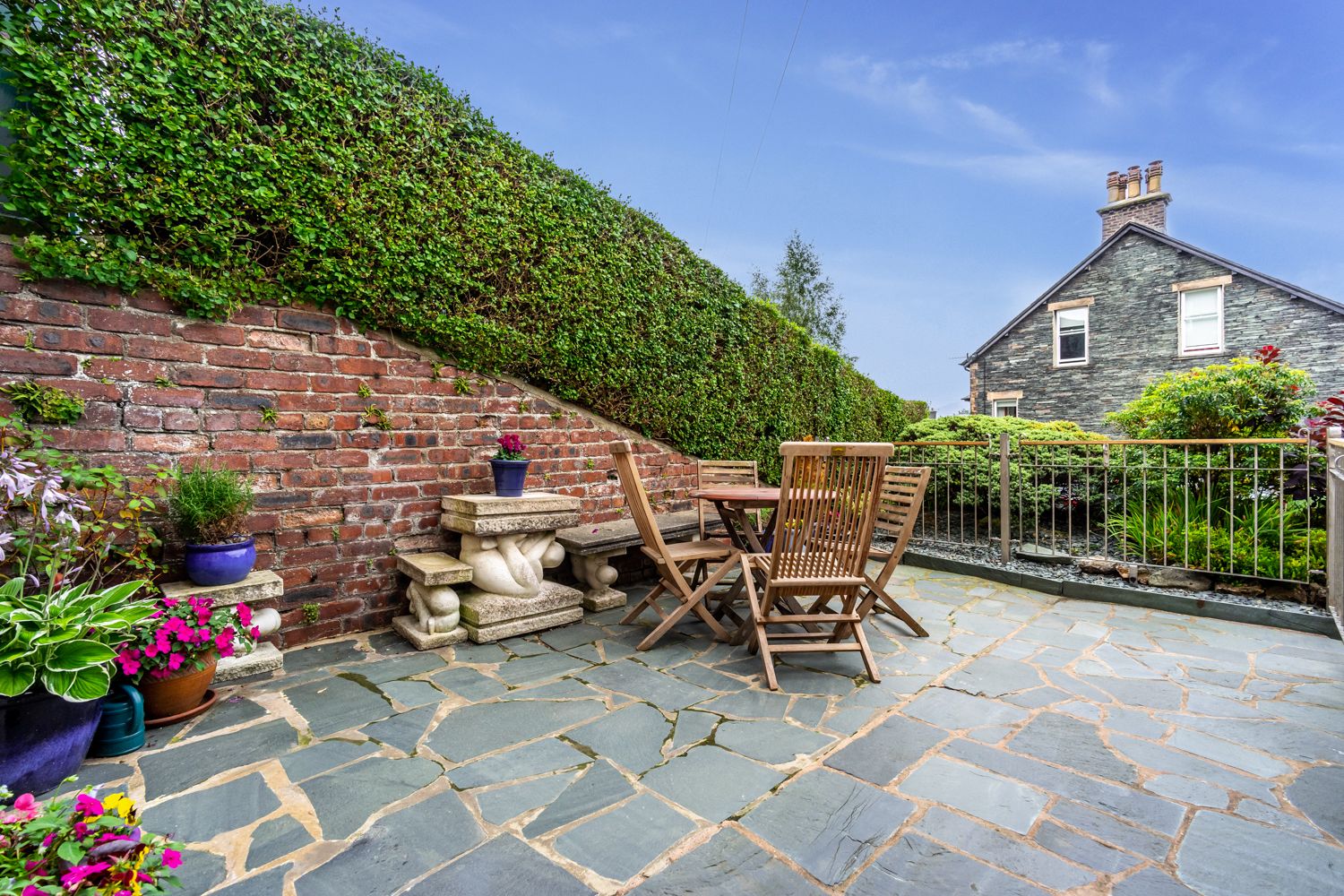 The patio is beautifully maintained and is a quiet private space to relax in