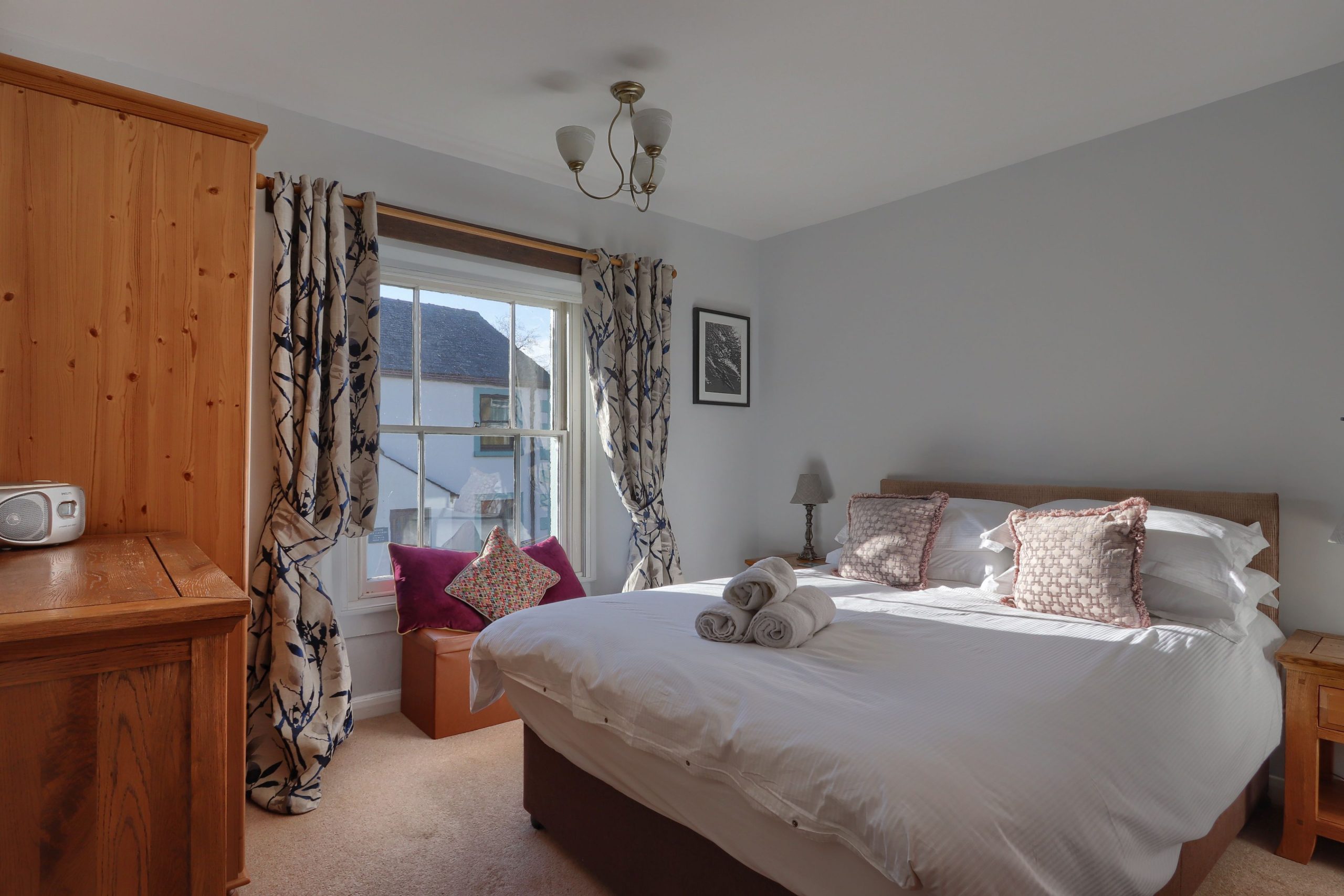 The second bedroom has a king sized bed and plenty of space to store luggage