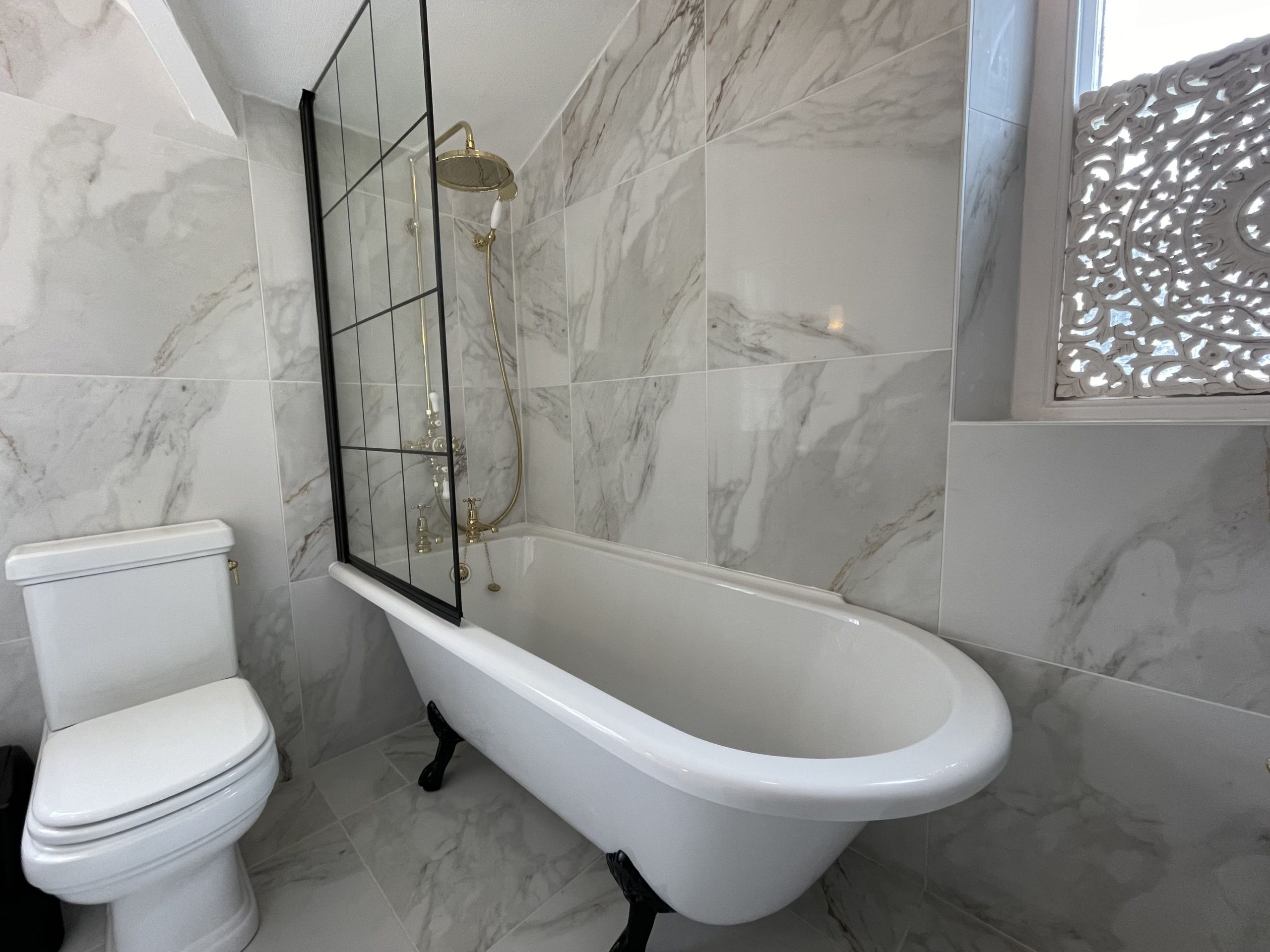 Enjoy a soak in the free standing bath after a day adventuring in the fells!