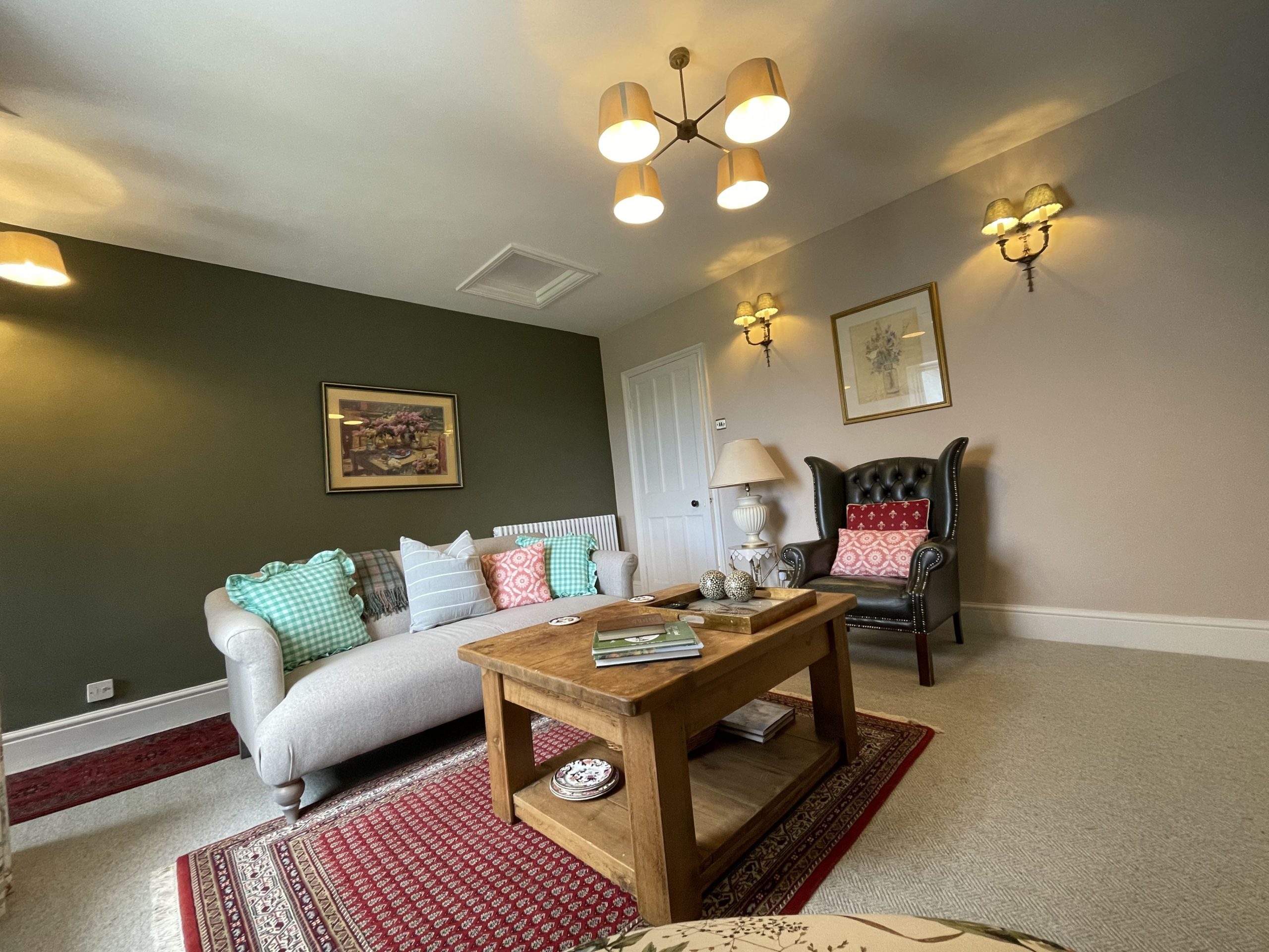 There is a good sized coffee table which is perfect for playing board games!