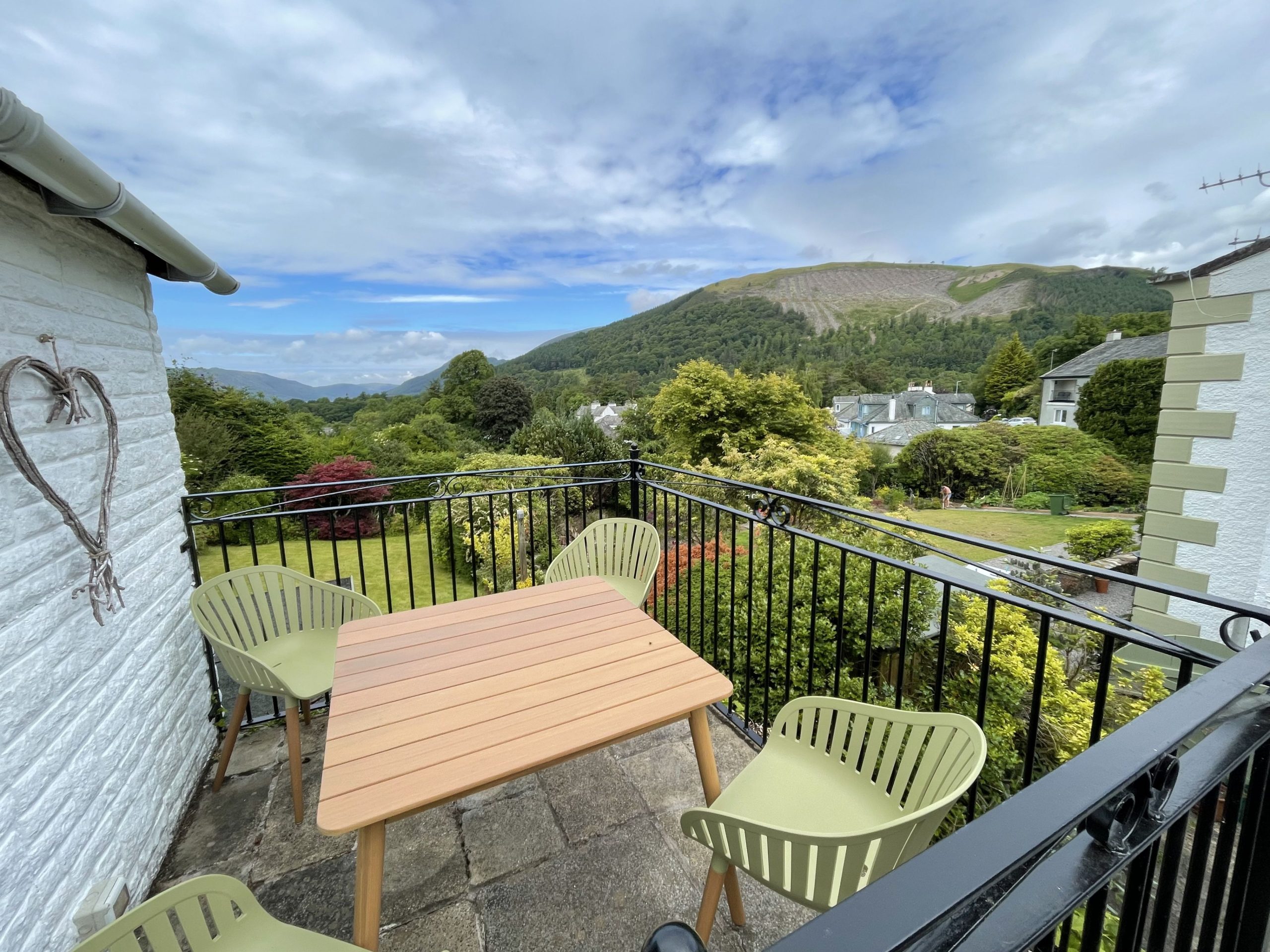 Enjoy views of Latrigg from the seating area at Shelley Cottage