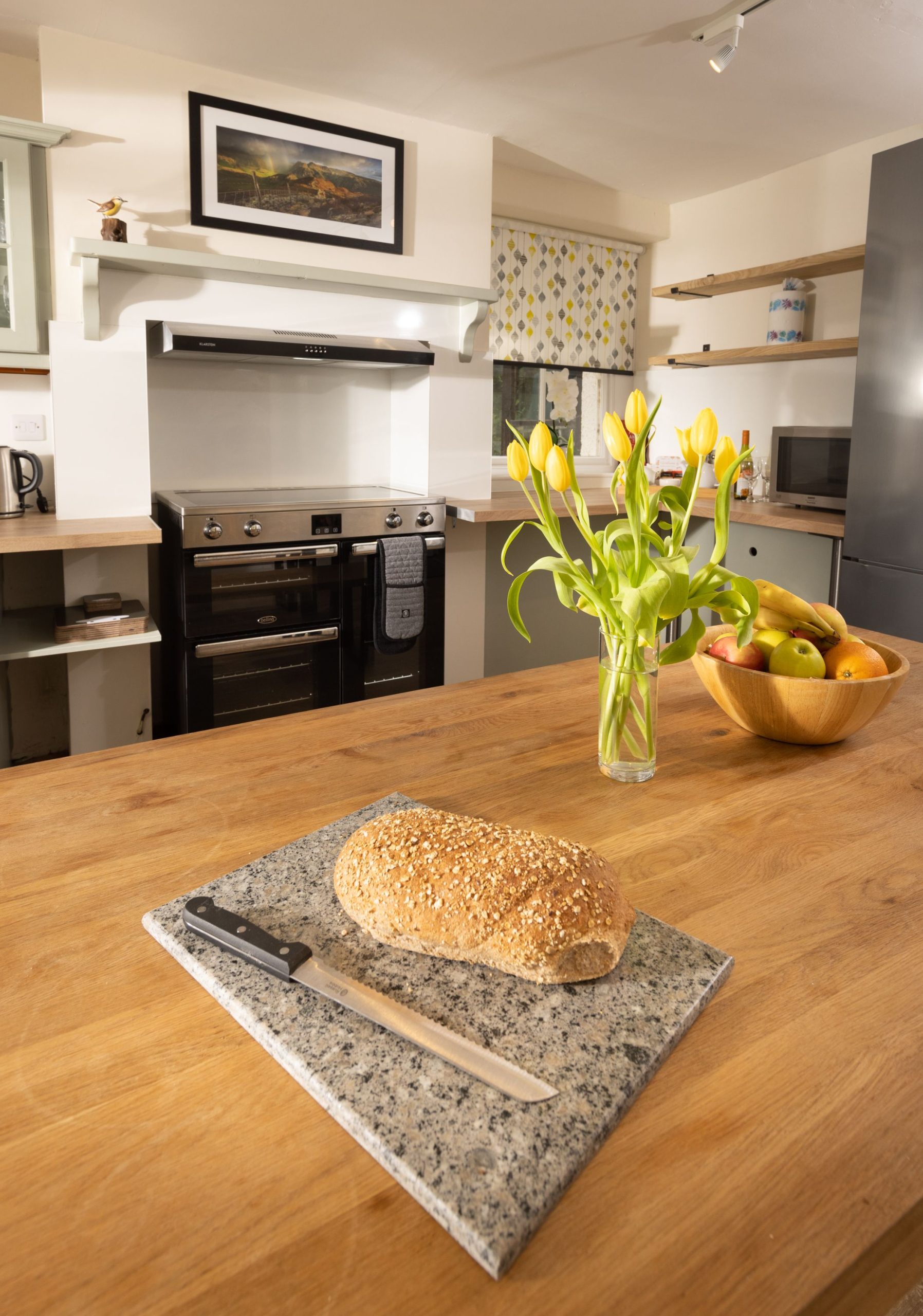 Enjoy local food and drink in the farmhouse kitchen 