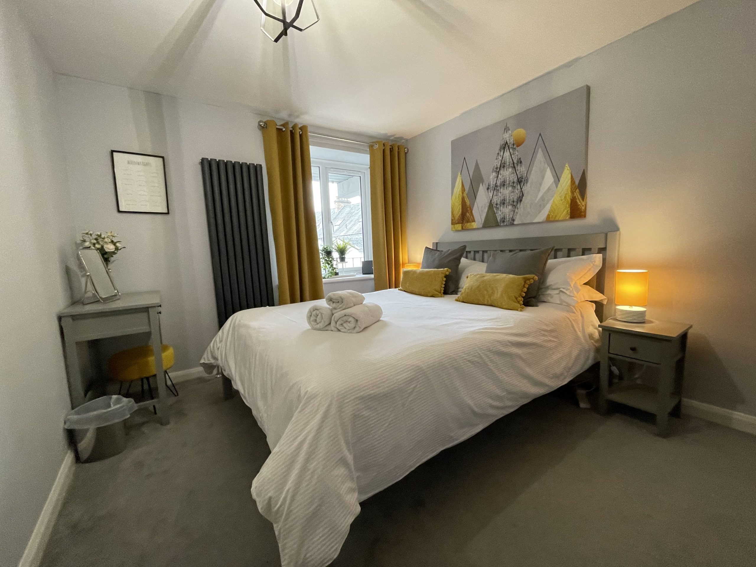 The double bedroom is attractively decorated