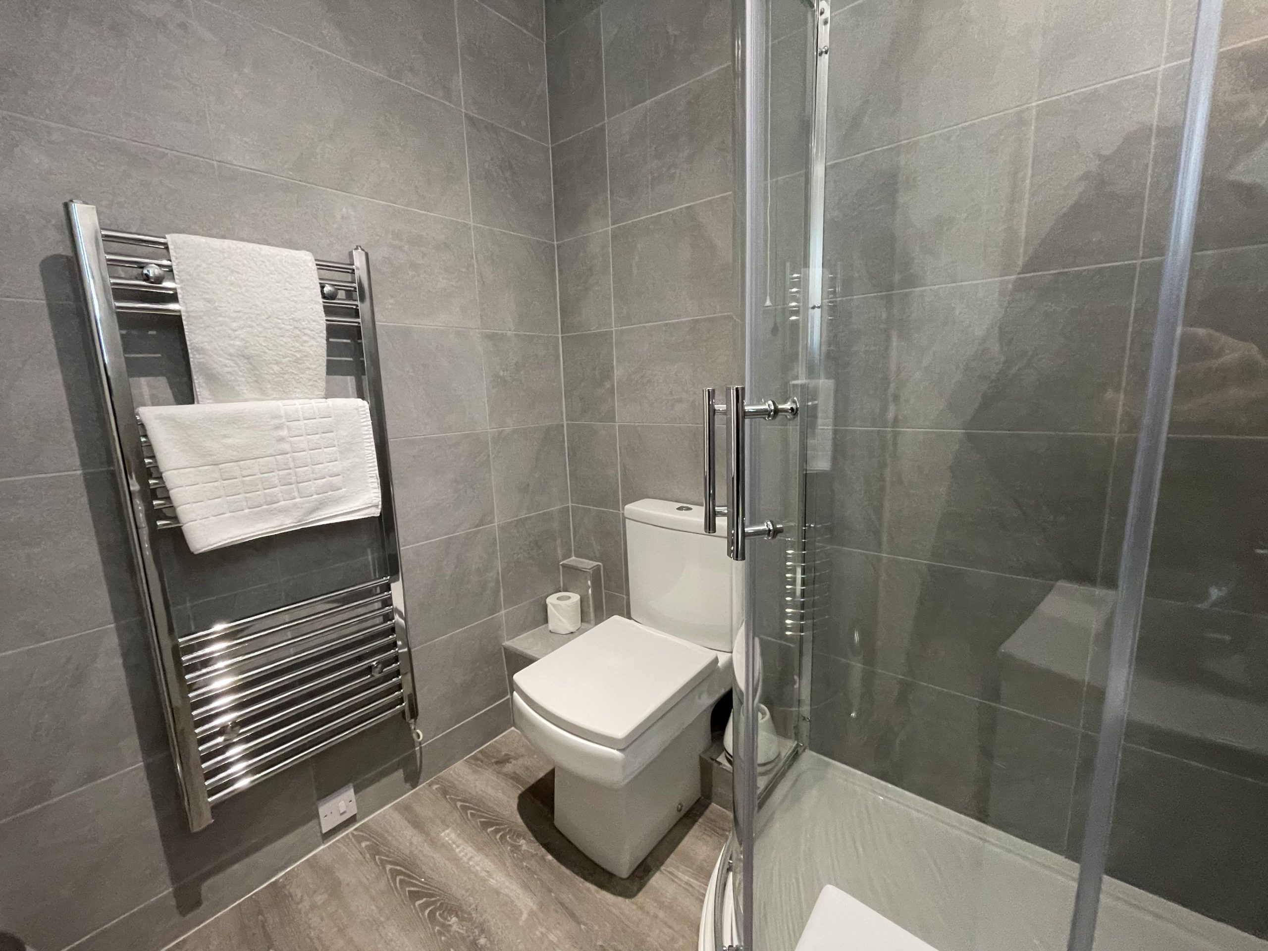 Towels and luxury bed linen are provided