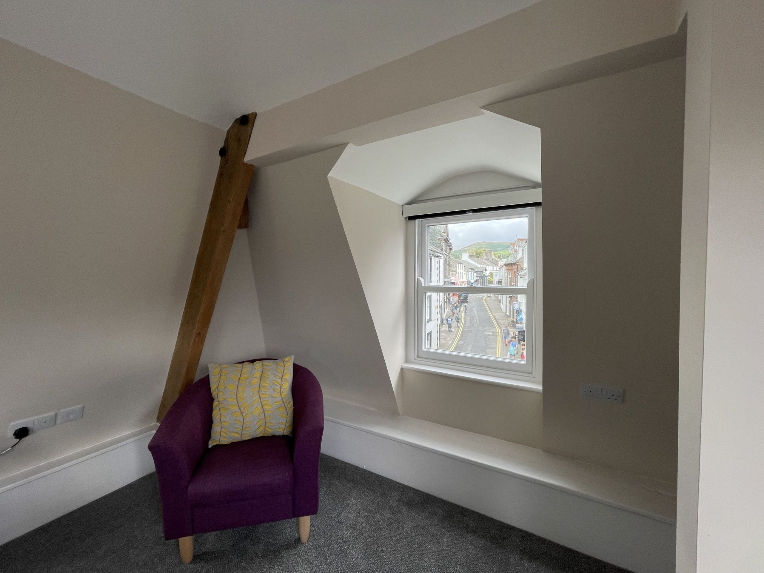The comfortable tub chair is an excellent place to sit and watch the world go by.