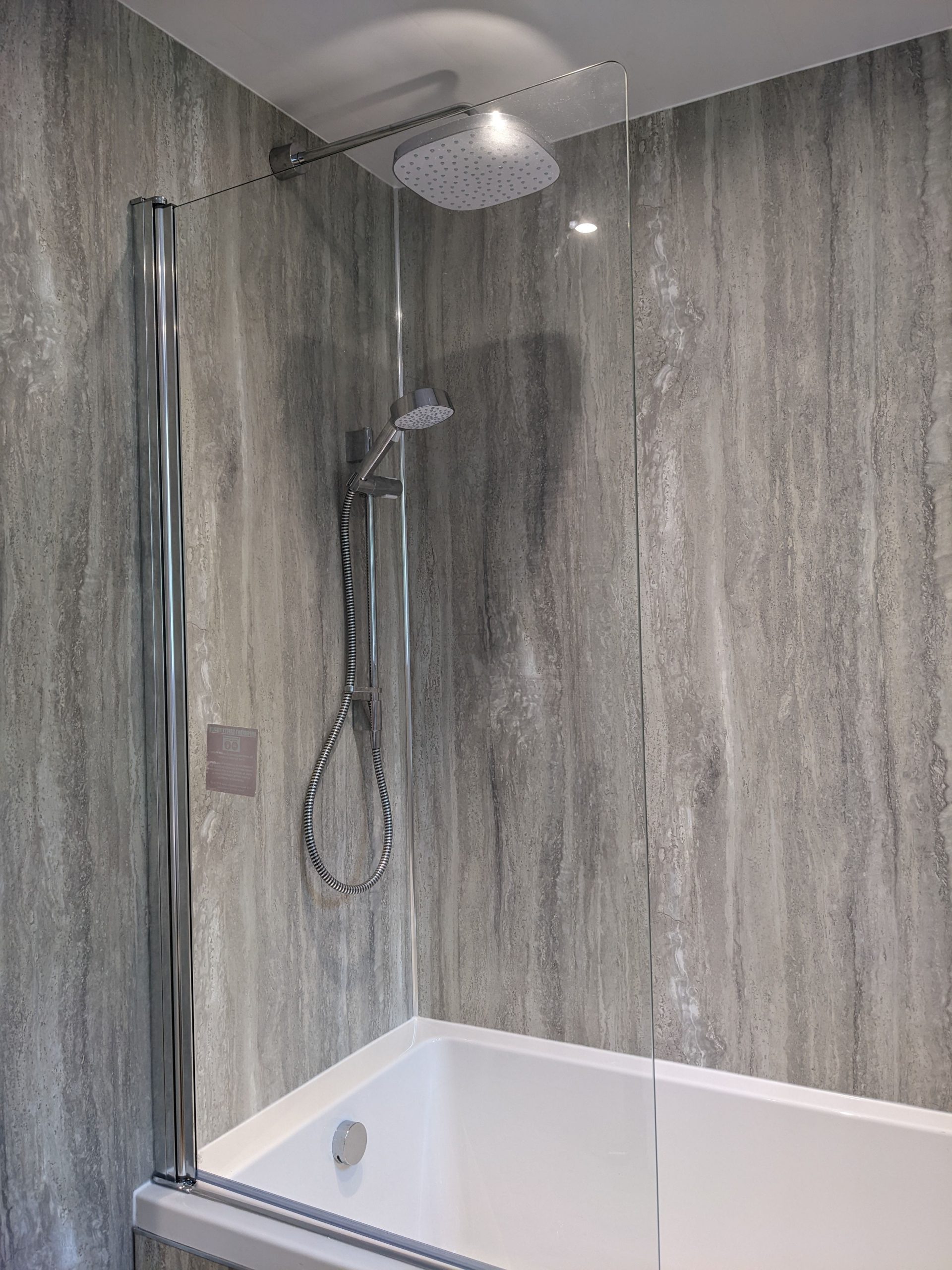 You have the option of waterfall or hand held shower