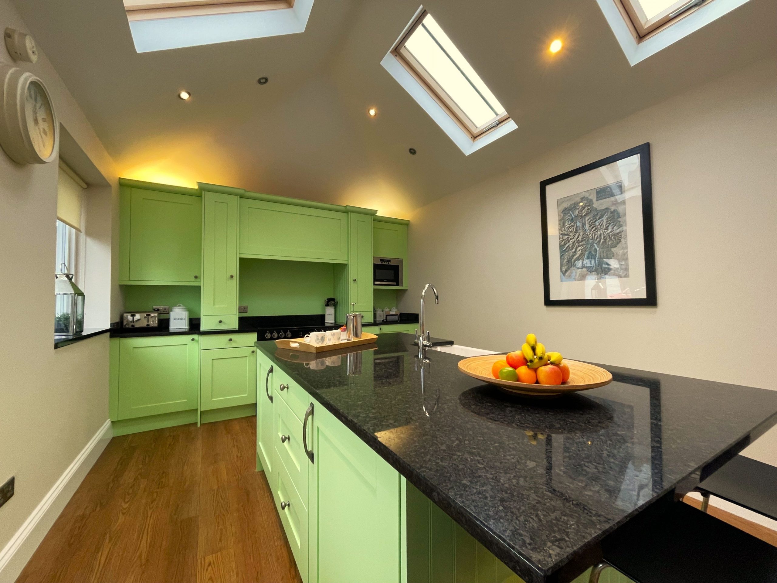 The modern kitchen is equipped with everything that you need to cook during your self-catering holiday