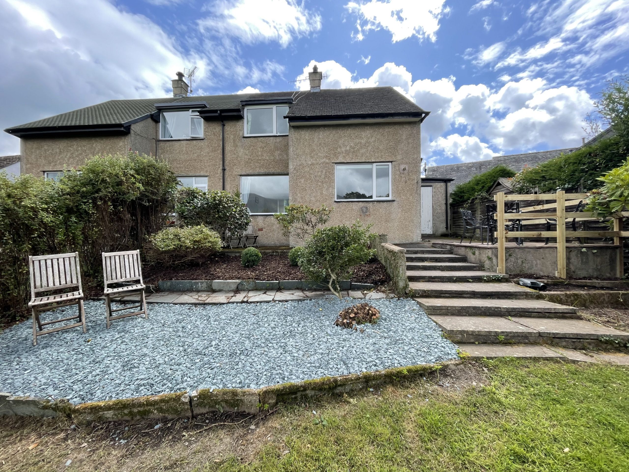 The large rear garden is perfect for those travelling with pets