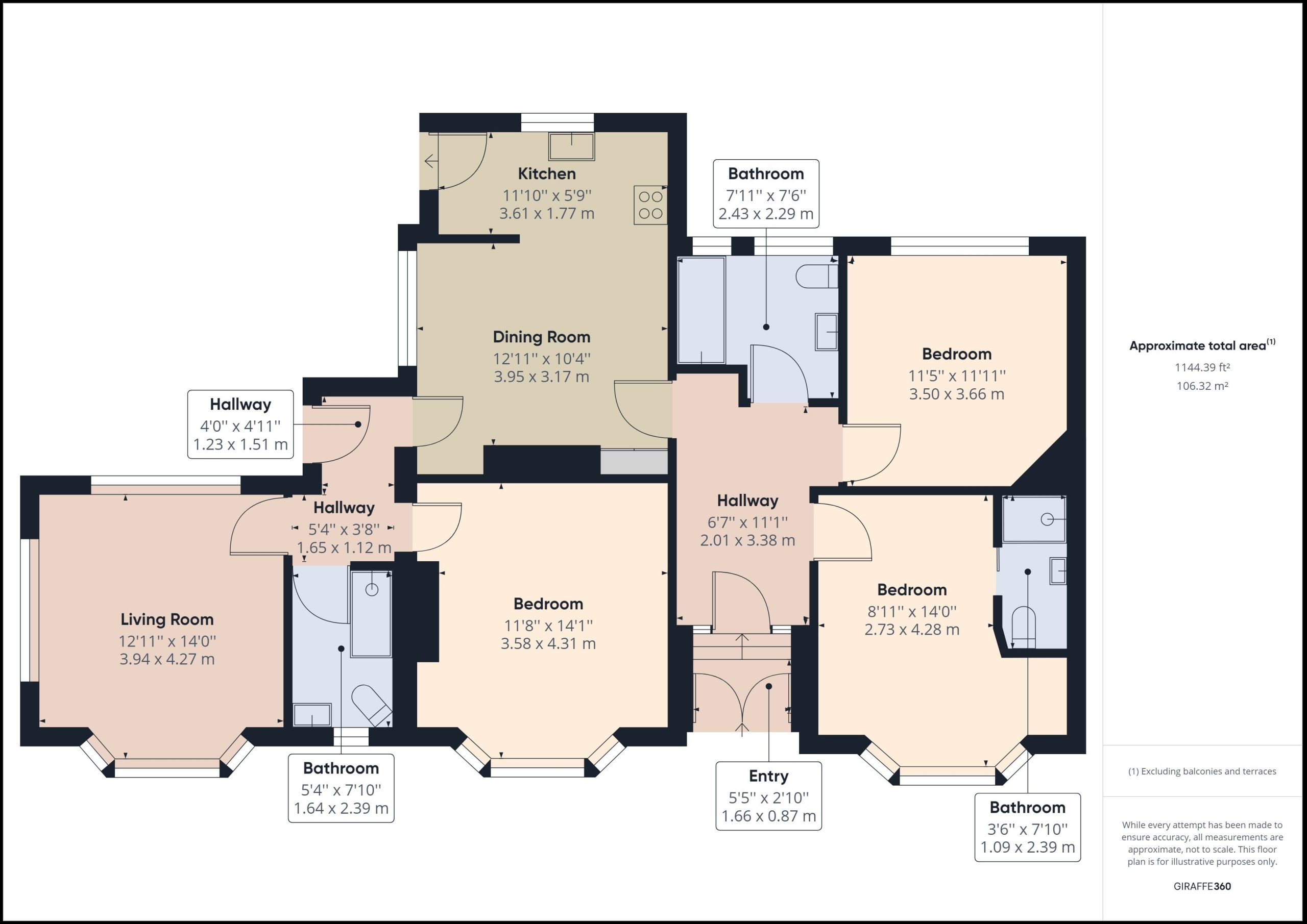 A floor plan of Three Peaks