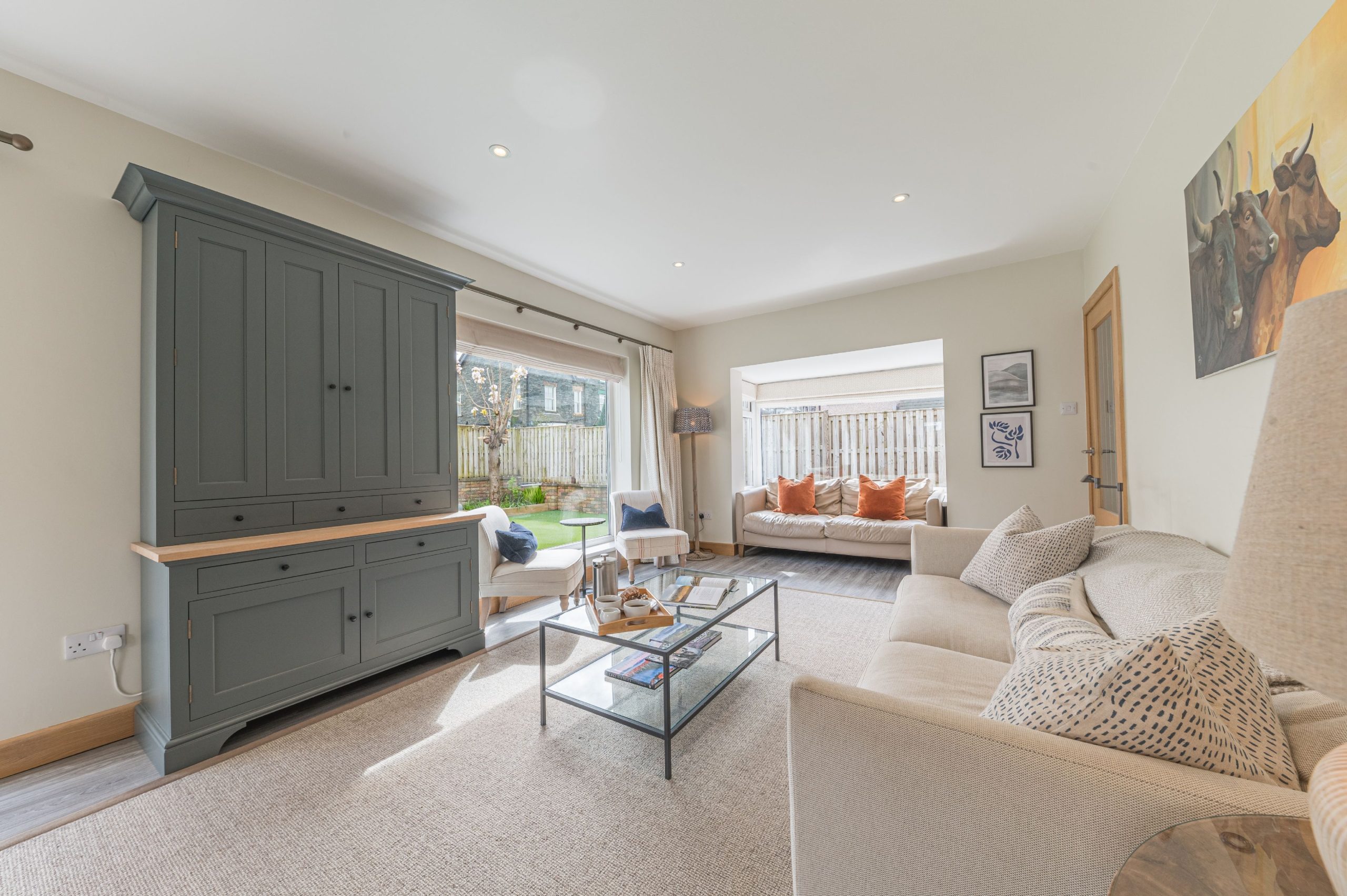 You can relax on the sofas and enjoy your favourite shows on the large smart TV