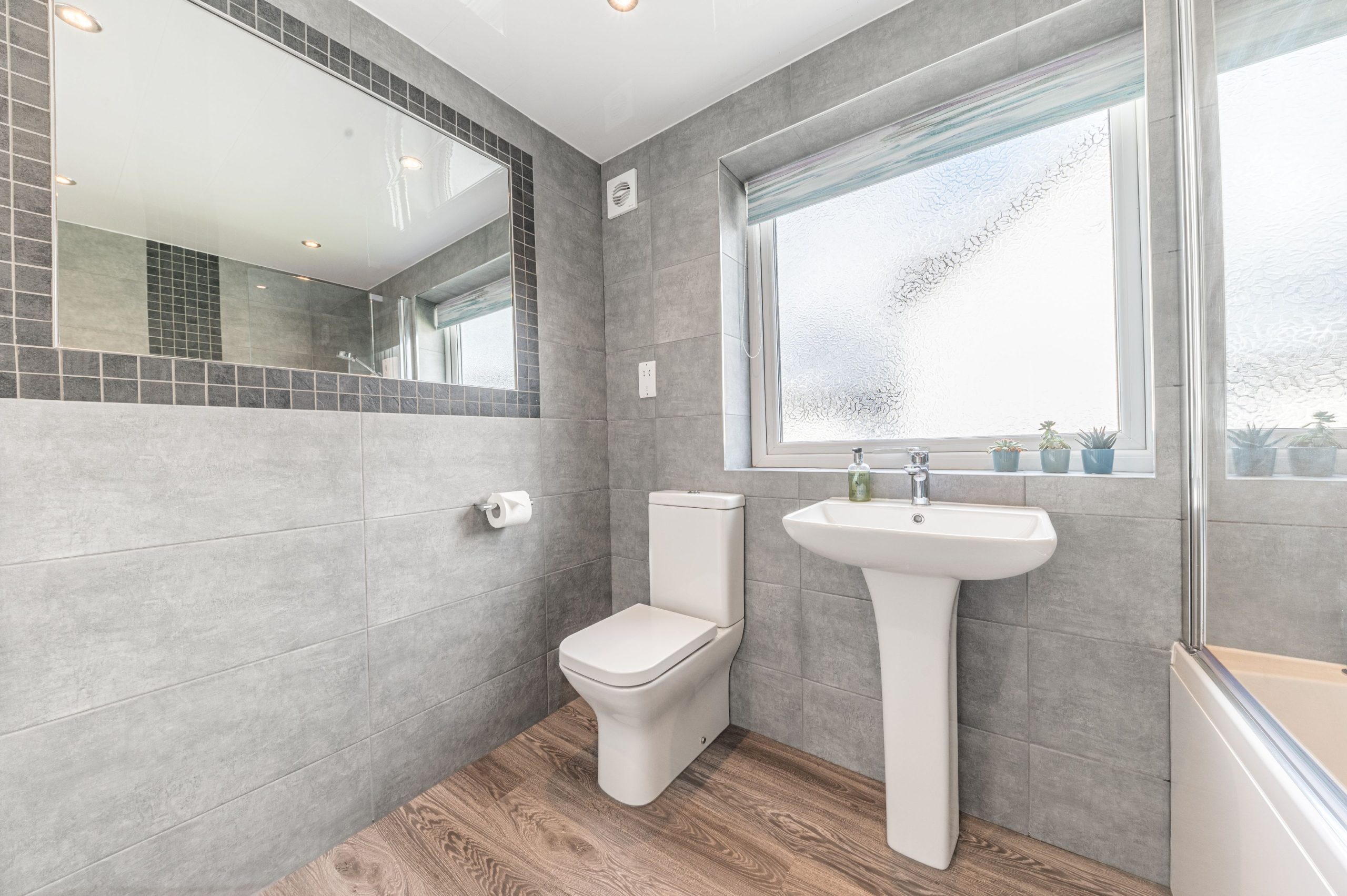 This light bright bathroom is perfect for getting ready in the morning