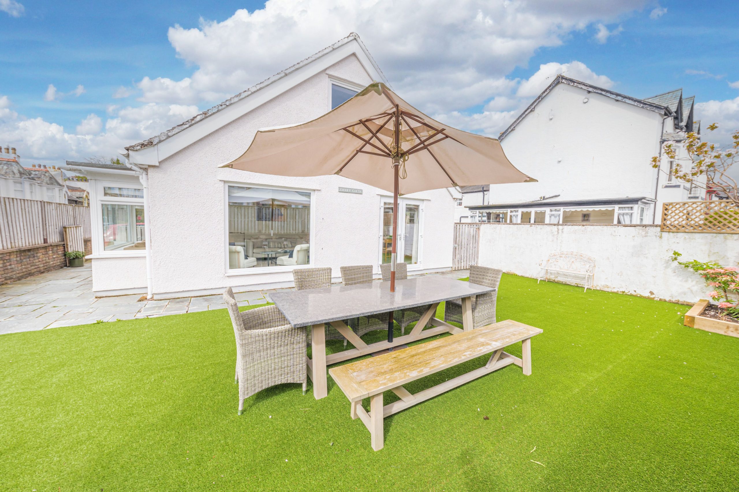 An outdoor dining space for the sunny days