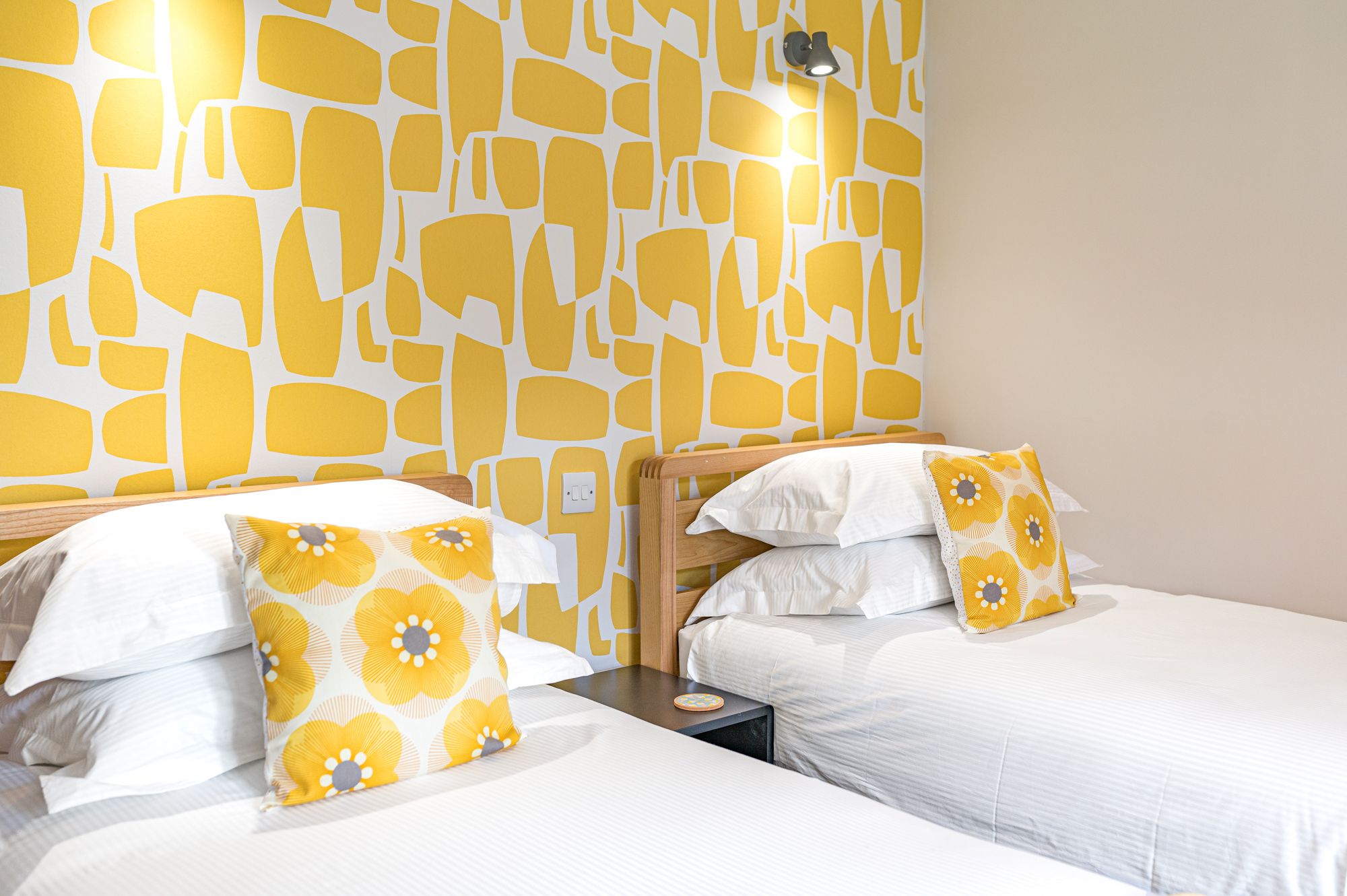 Beds are dressed with luxury linens for a good nights sleep