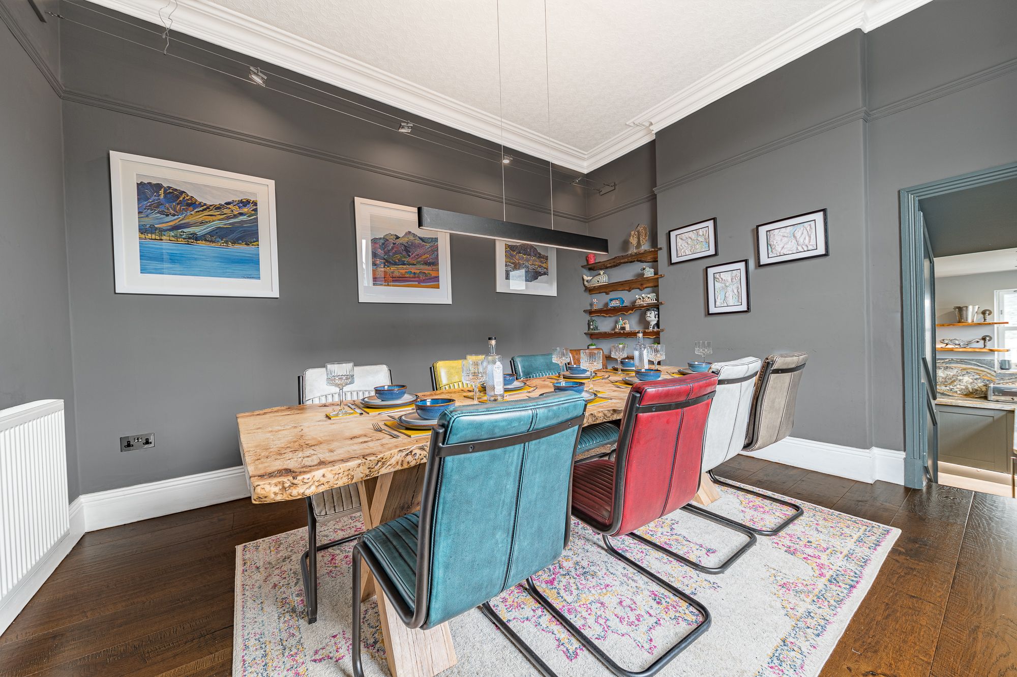 The dining room is very spacious and can easily accommodate 8 people