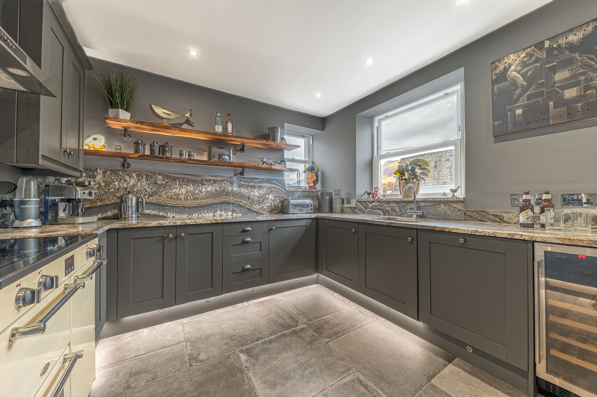 The beautiful kitchen has been kitted out with top of the range appliances