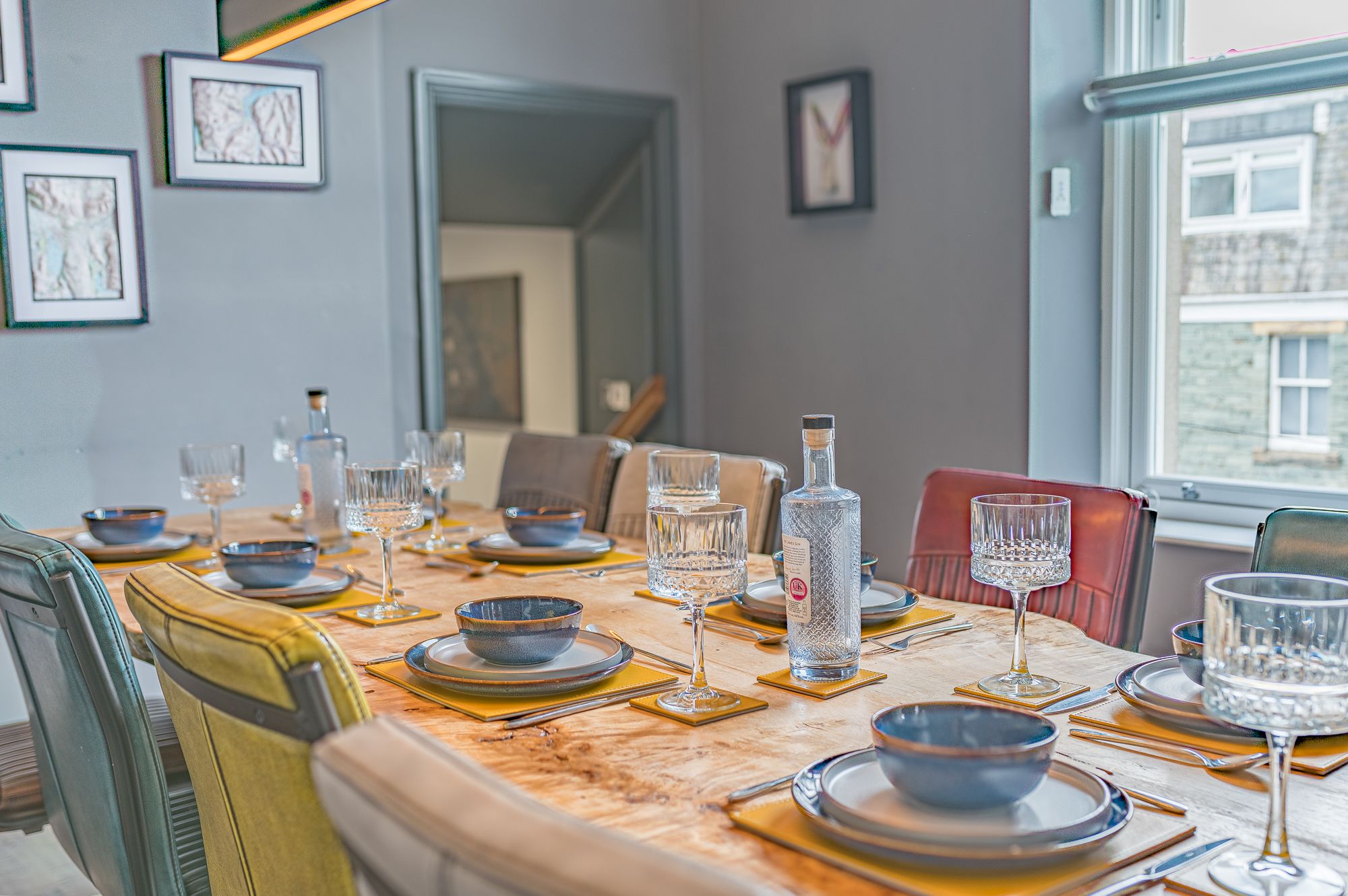 The dining area is next door to the kitchen