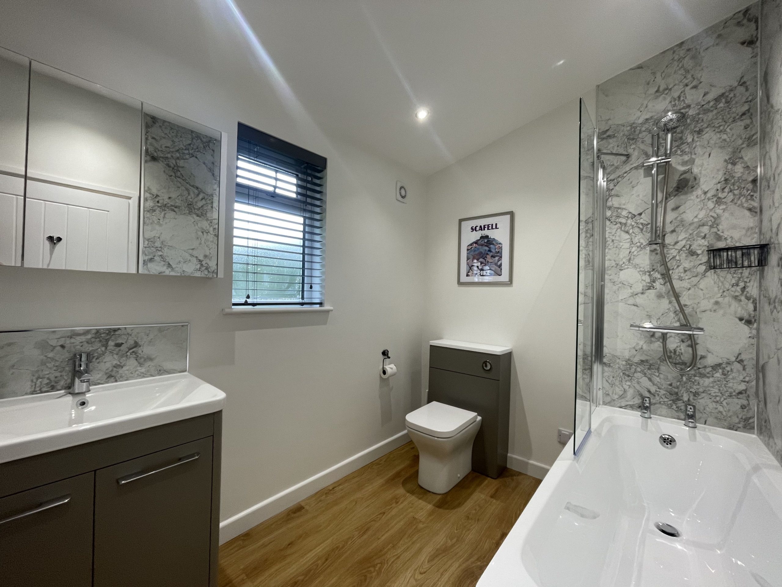 Bathrooms are spacious and well lit