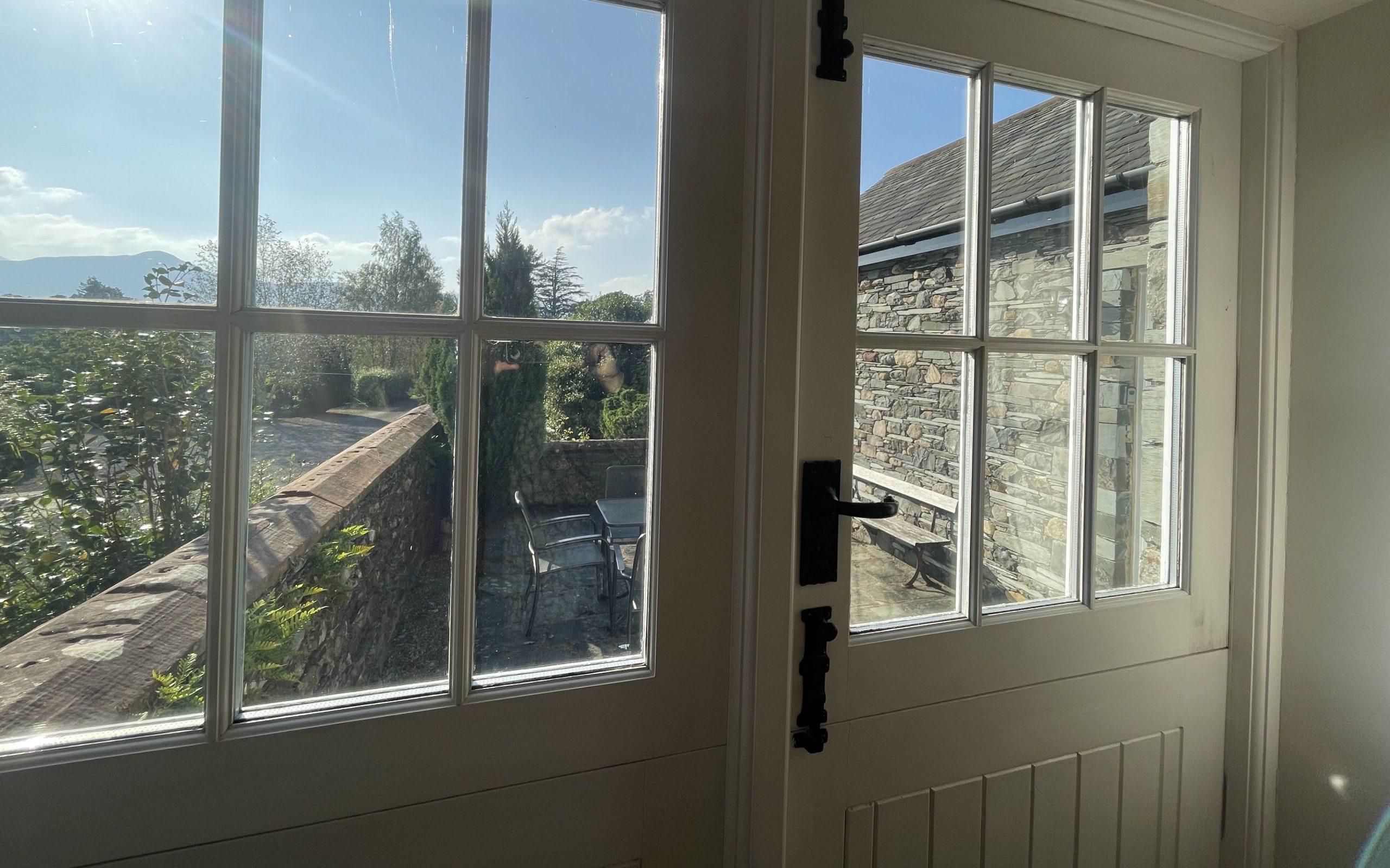 There are two pretty patio areas, both with seating.