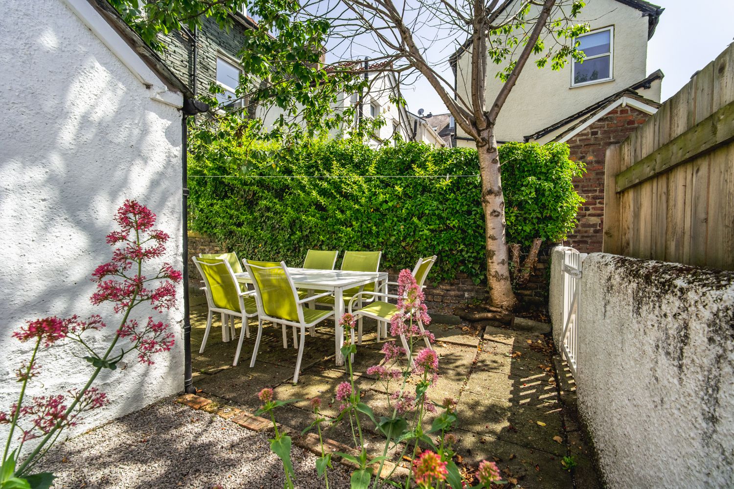 The outdoor area is private and set back off the road.