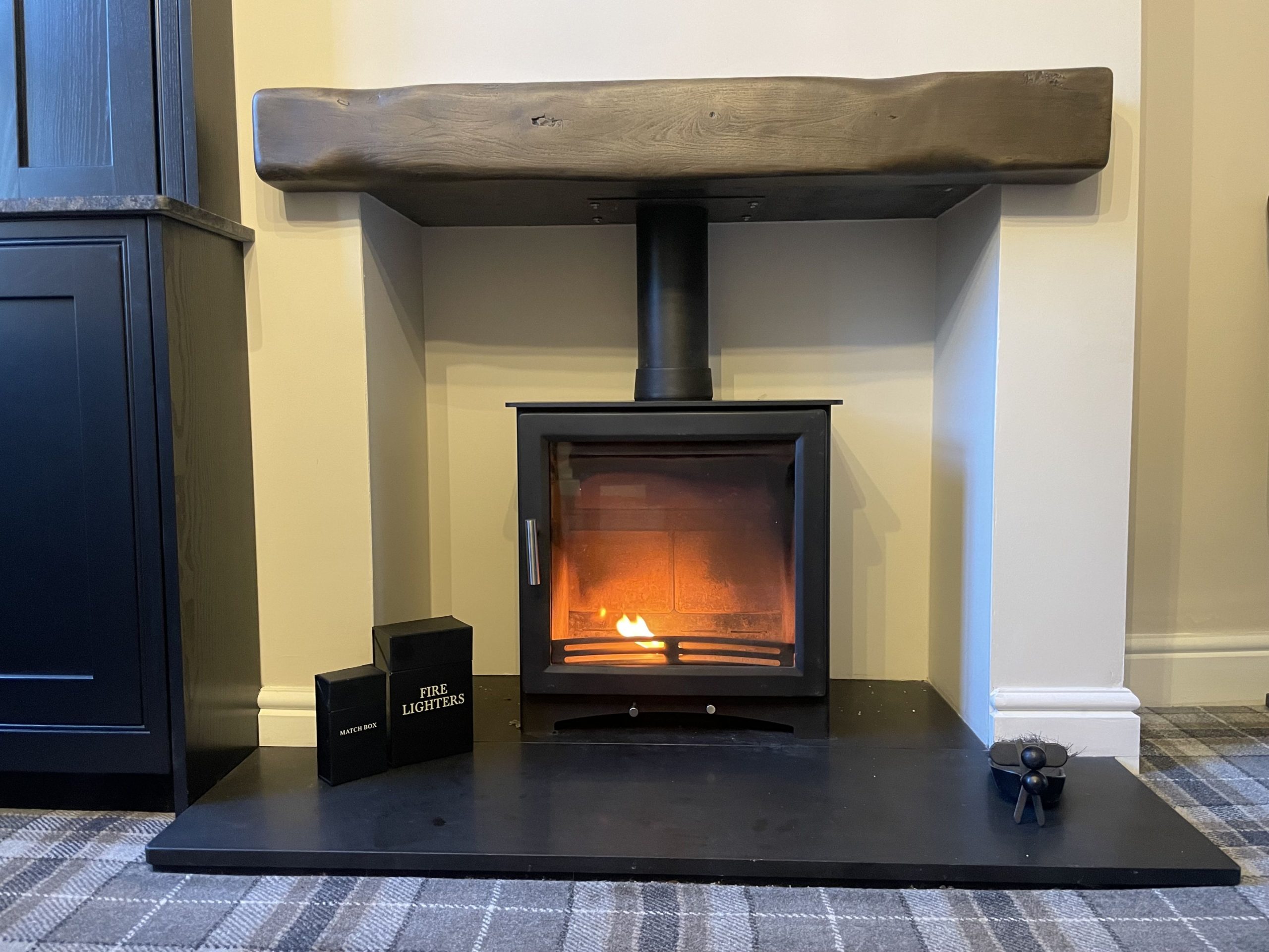log burning stove perfect for cosy nights after a day out hiking in Keswick