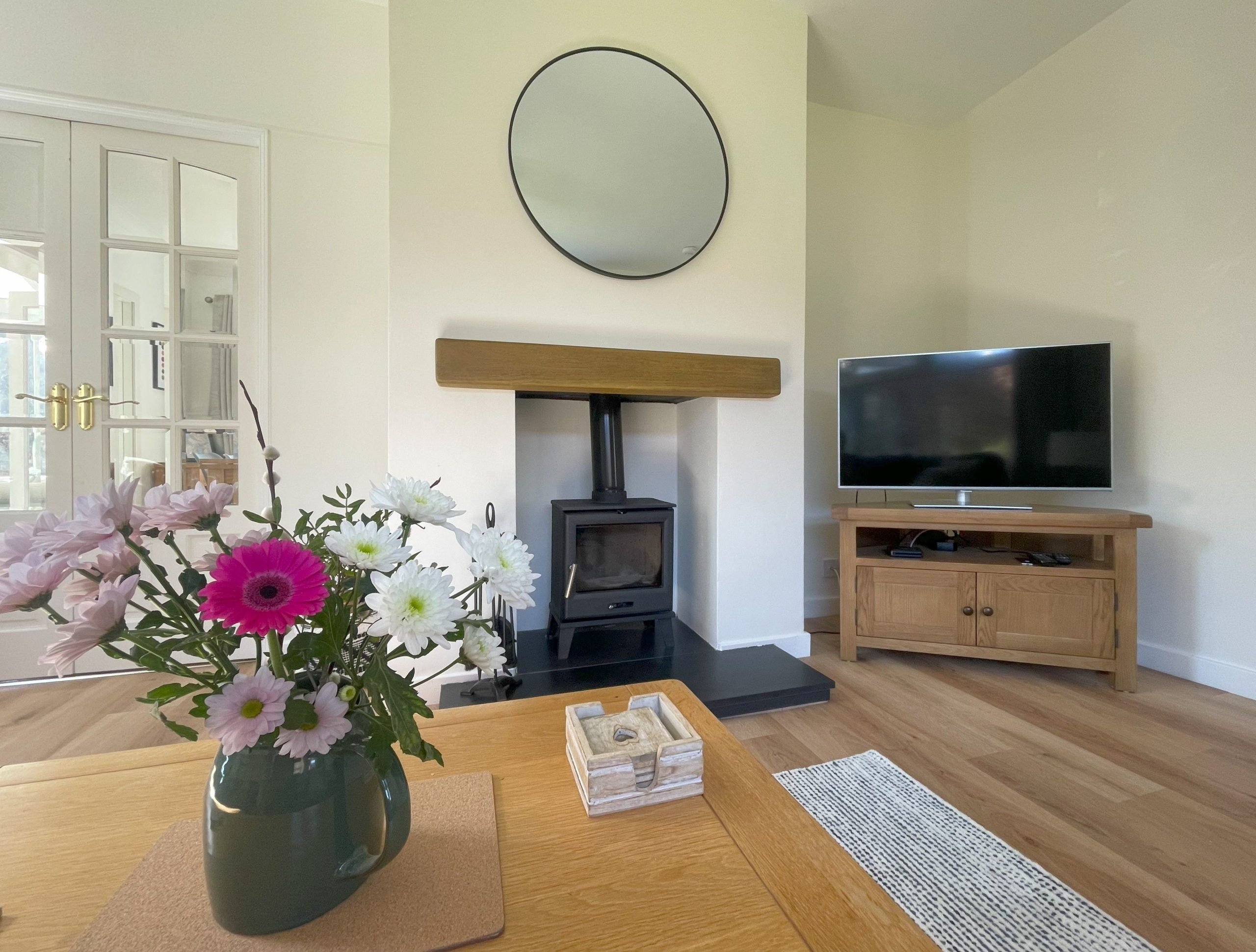 The living room benefits from a smart TV- great for movie nights!