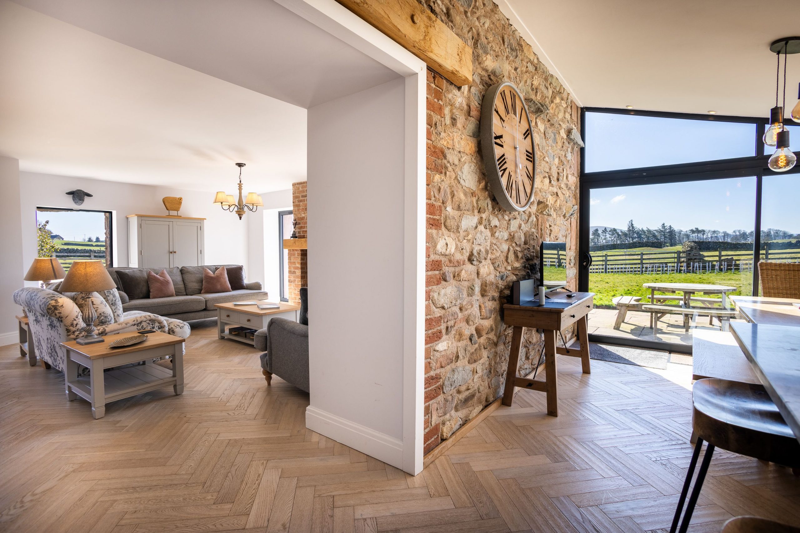 The kitchen leads into the cosy living space