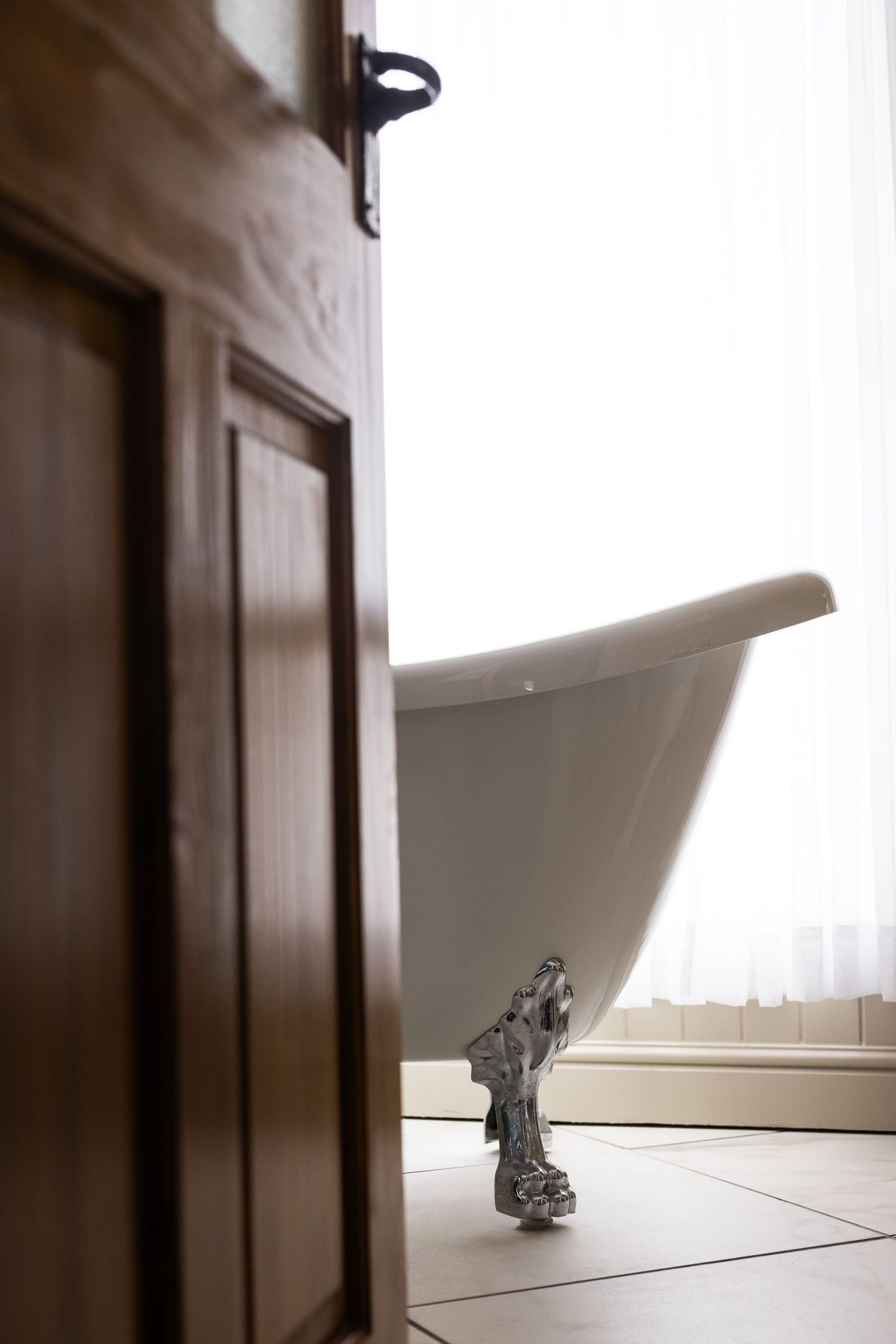  a feature bathroom with an elegant rolltop bath where you can relax after a day on the fells 