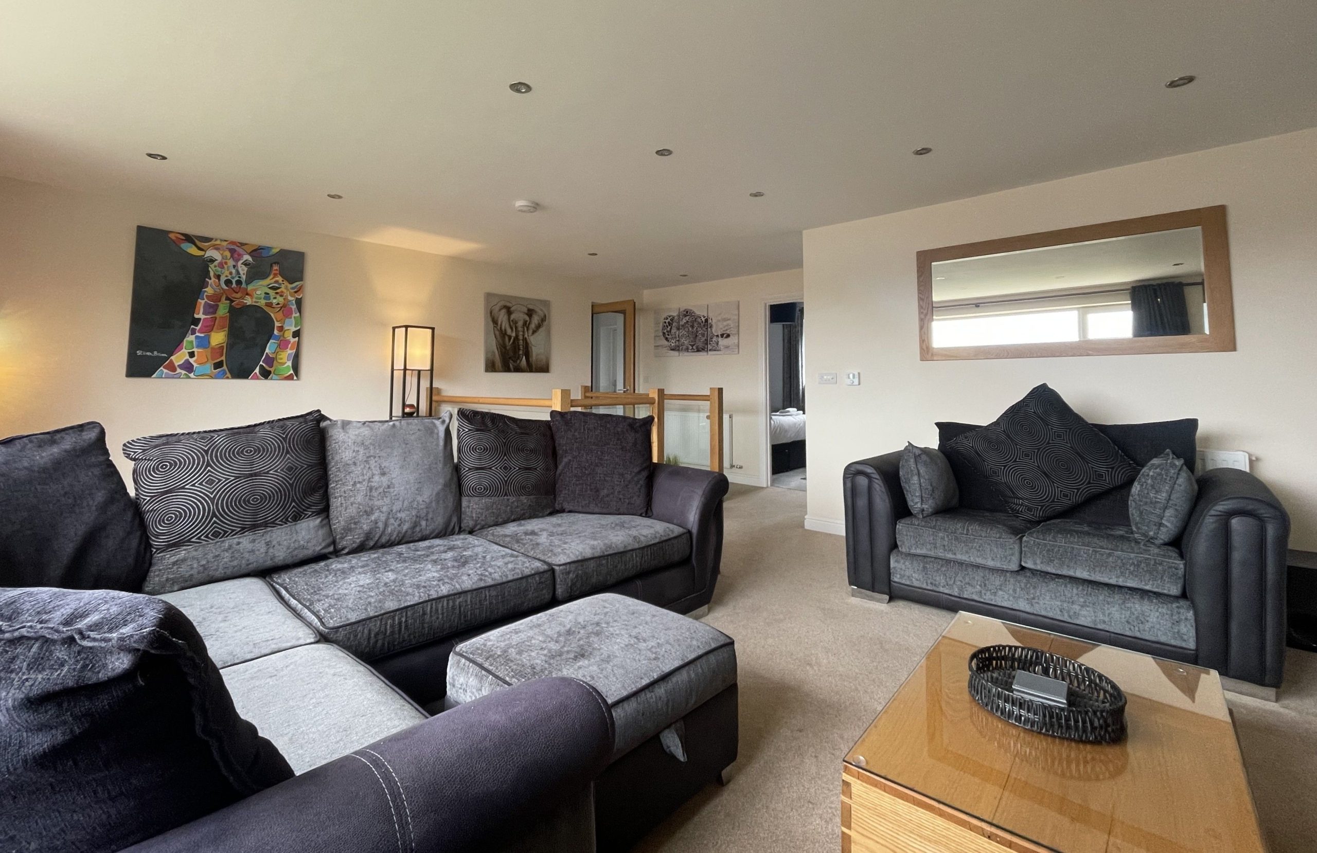 The living space is perfect for family and friends to unwind.