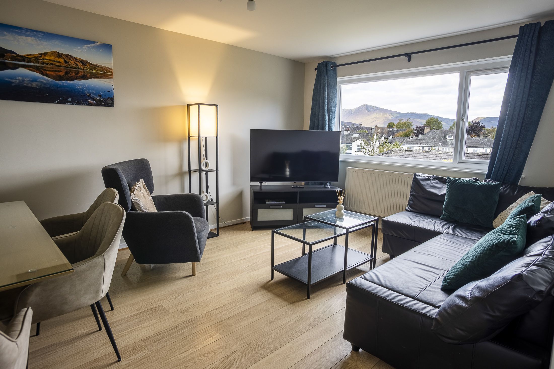 The living space is perfect for couples, families, or groups of friends.