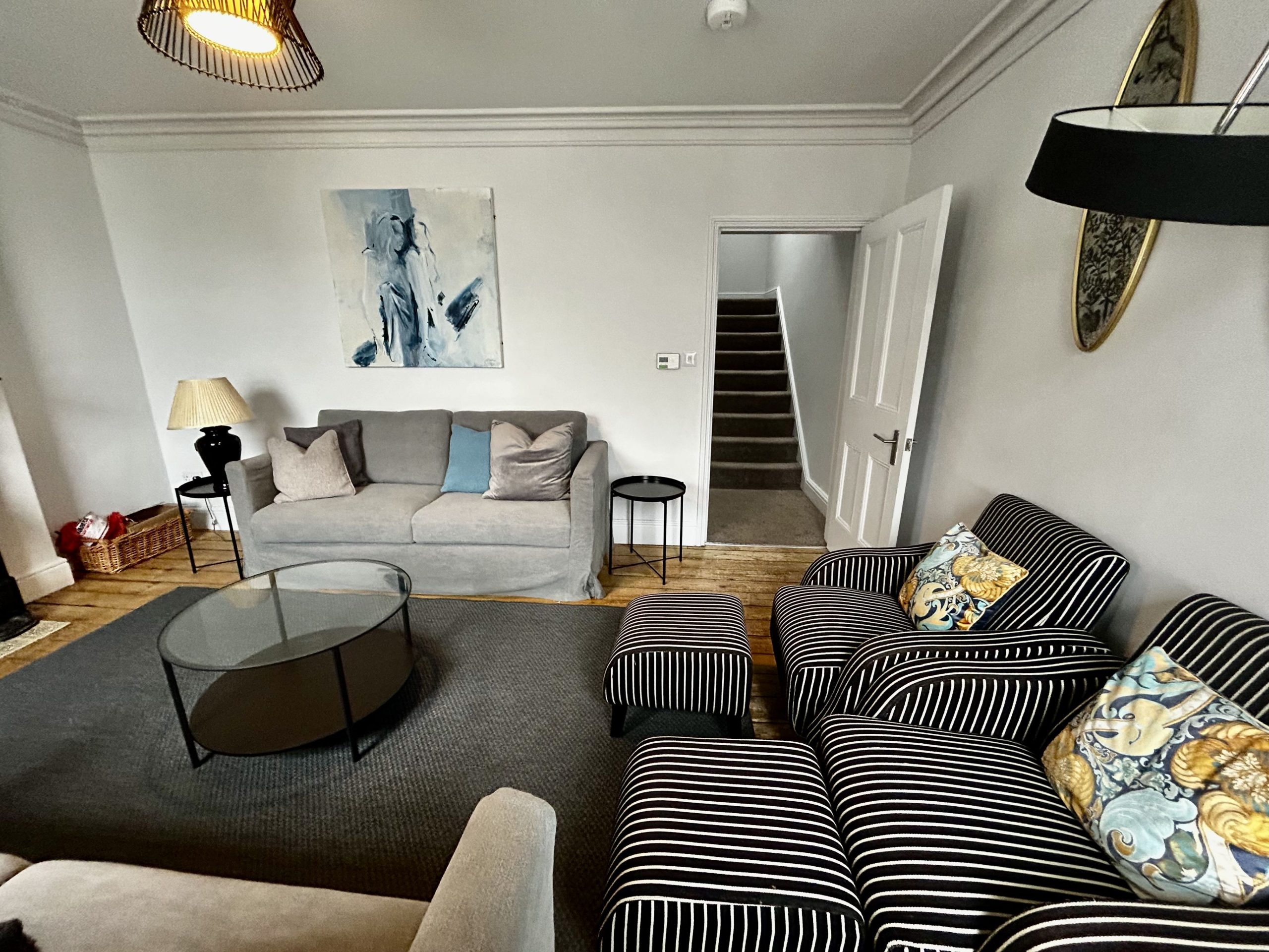 With NEW sofas, unwind in the spacious living room.