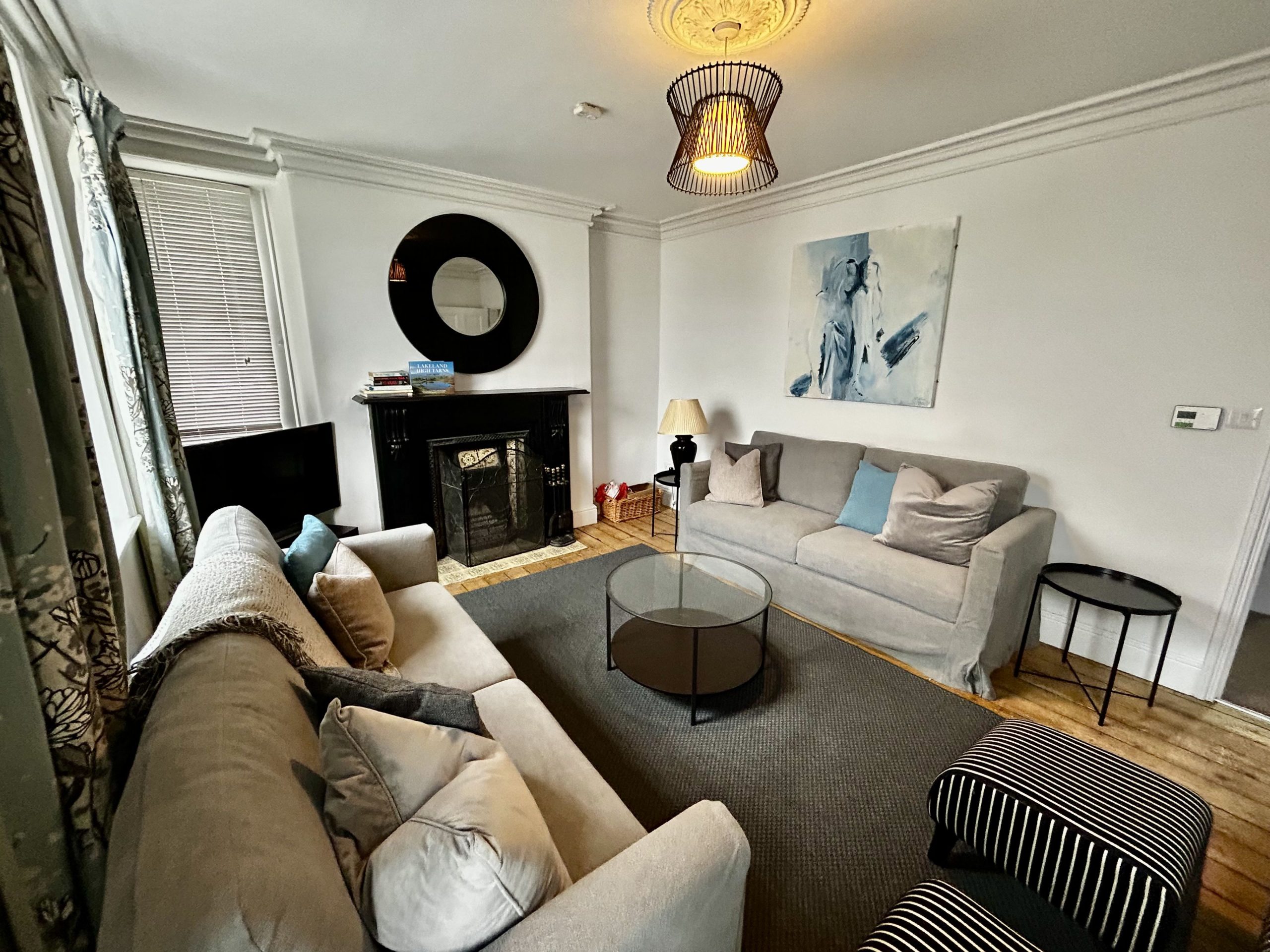 With NEW sofas, unwind in the spacious living room.