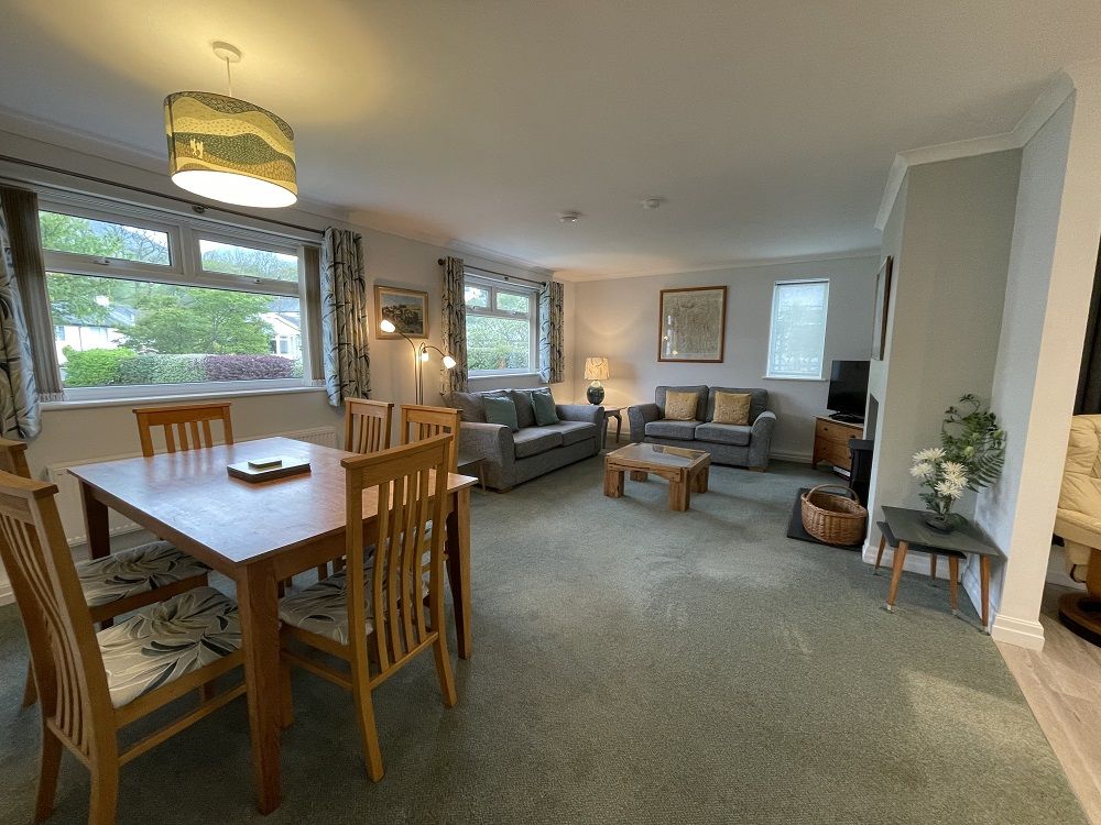 The open plan living and dining area has lots of space for everyone to congregate together
