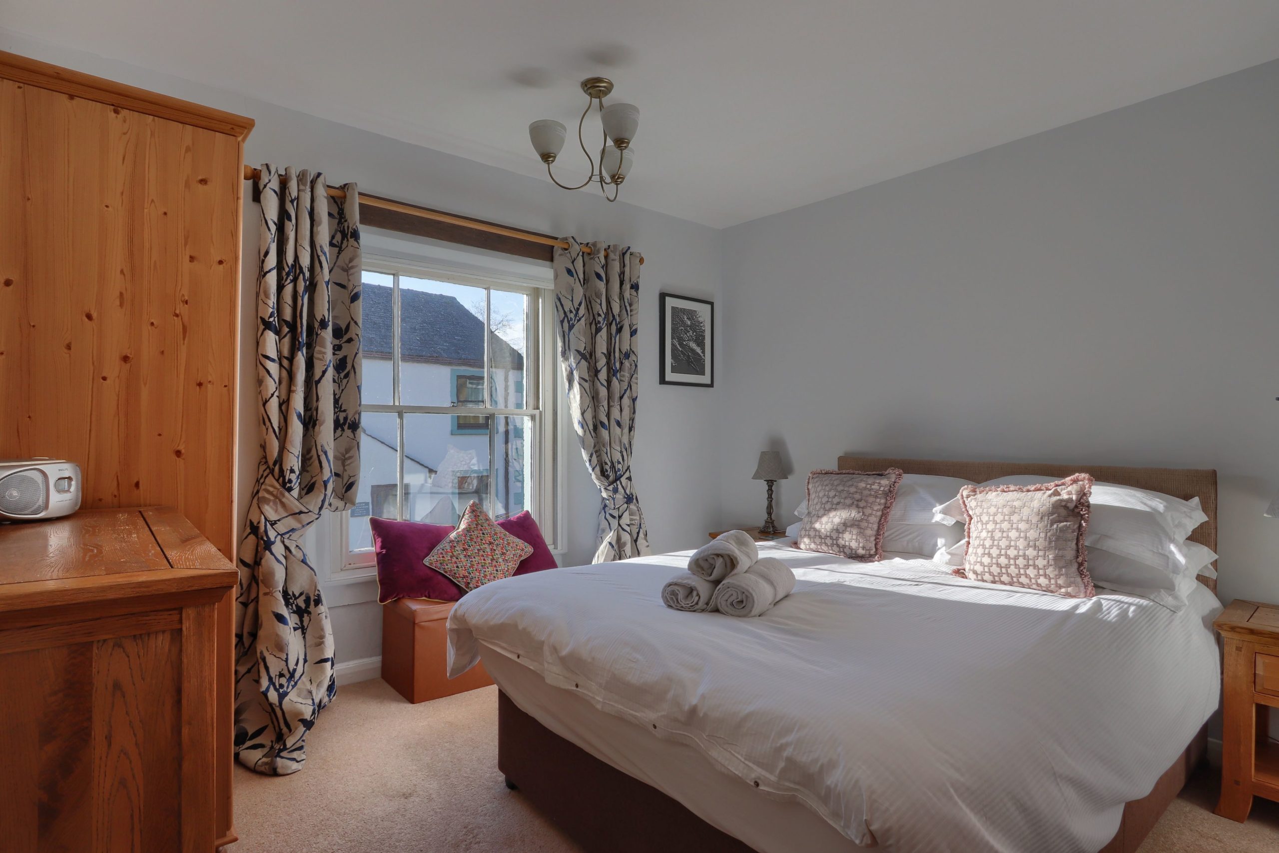 The second bedroom has a king sized bed and plenty of space to store luggage
