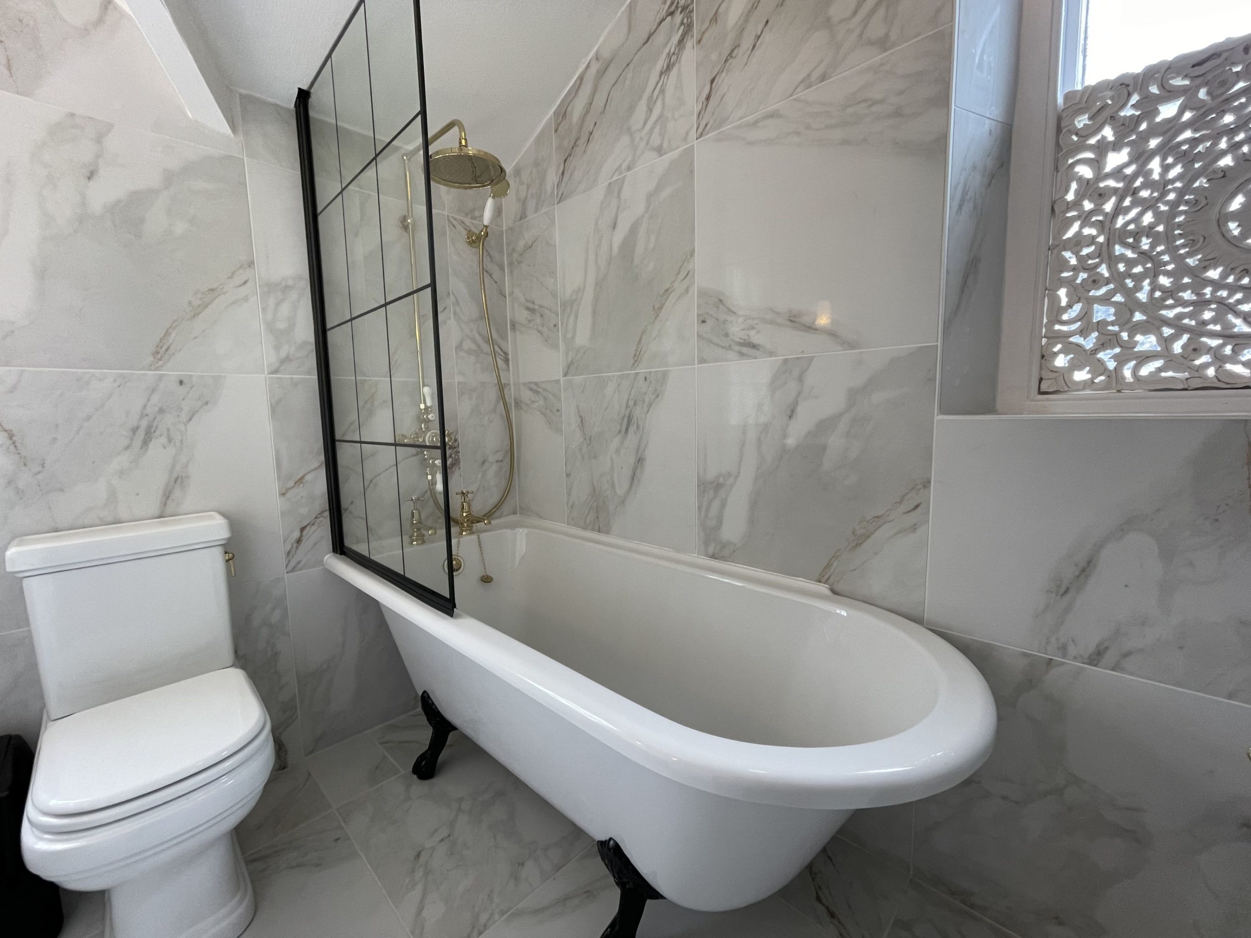 Enjoy a soak in the free standing bath after a day adventuring in the fells!