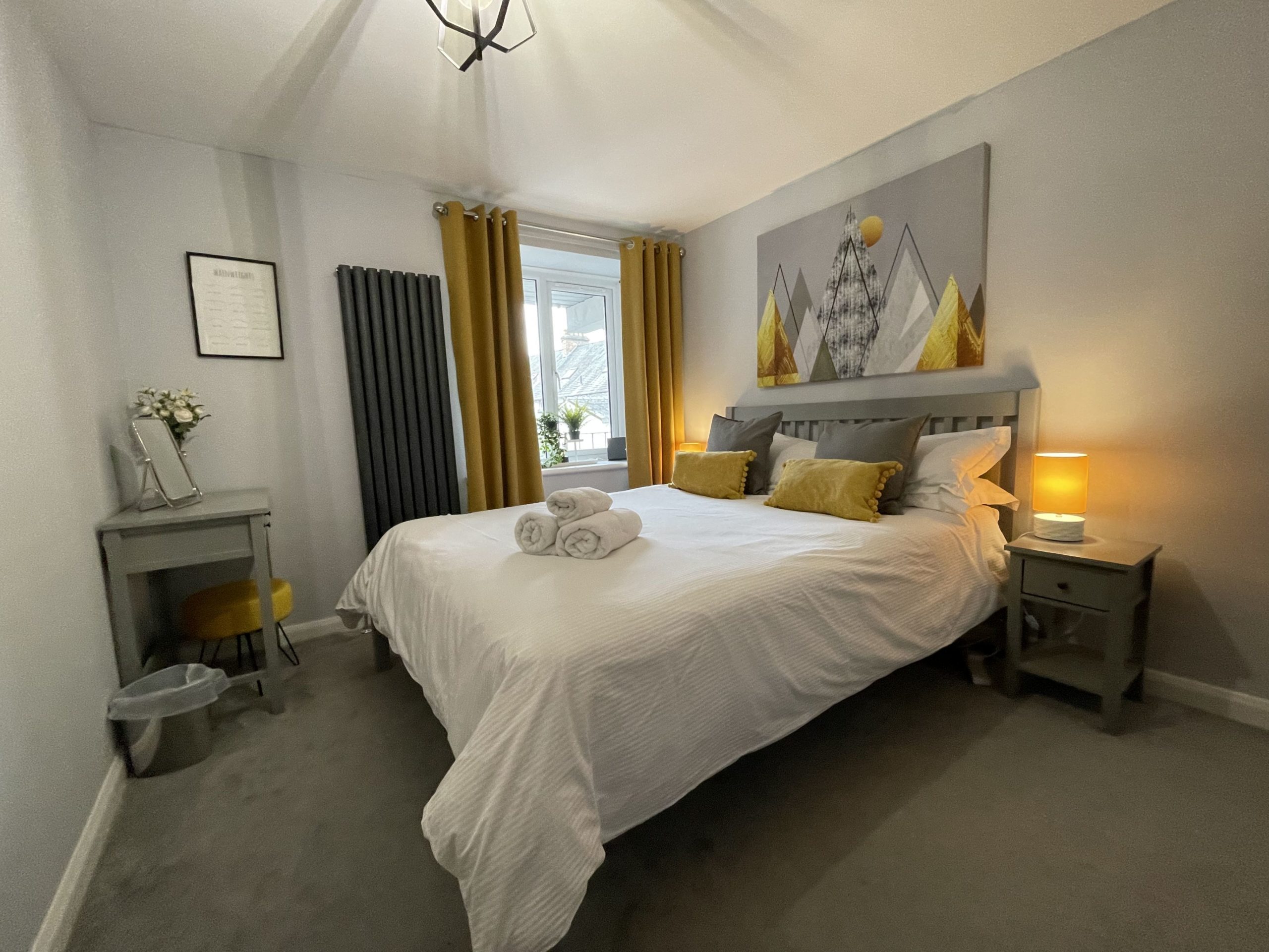 The double bedroom is attractively decorated