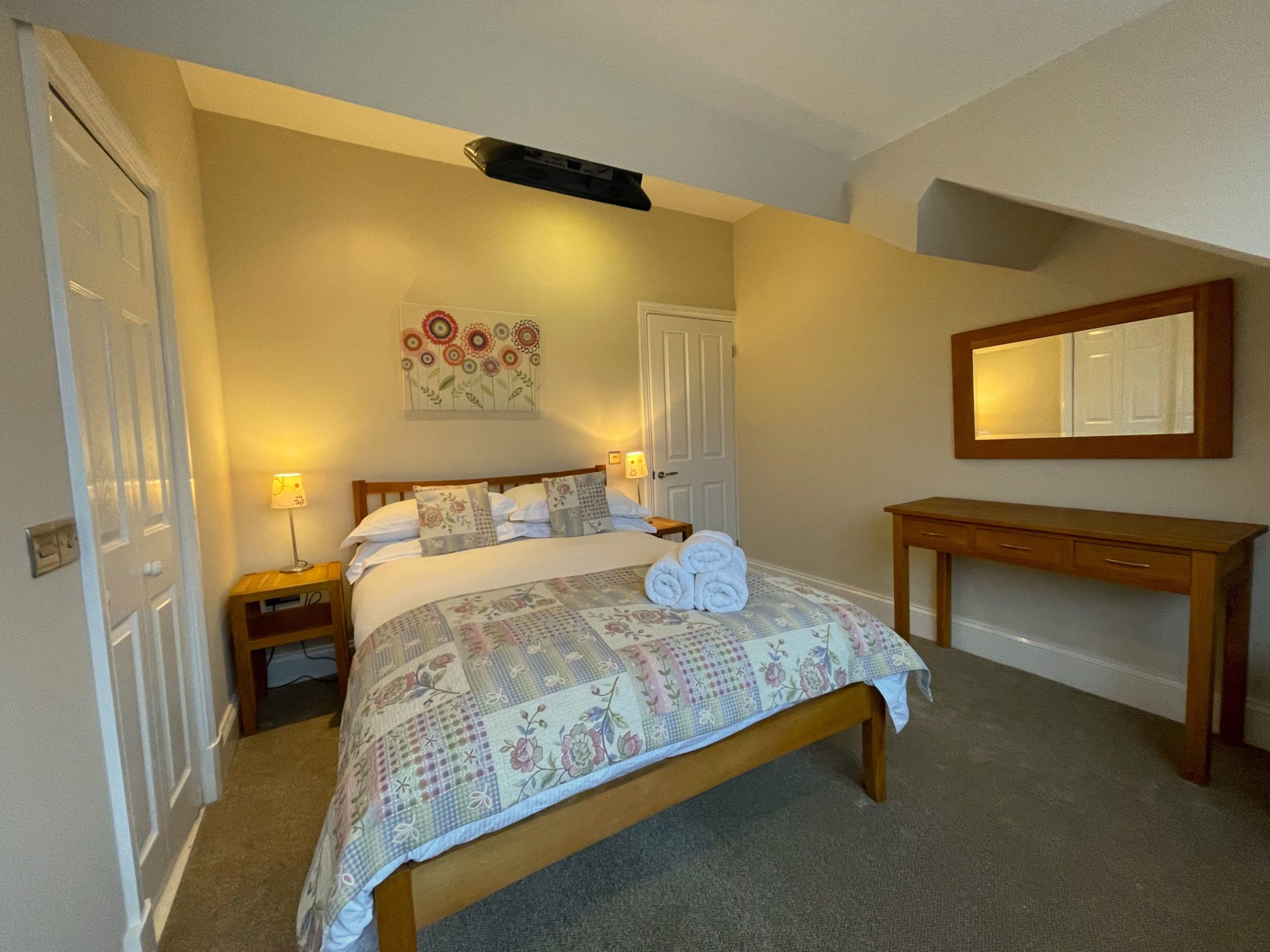 The second bedroom is found on the second floor and features a double bed